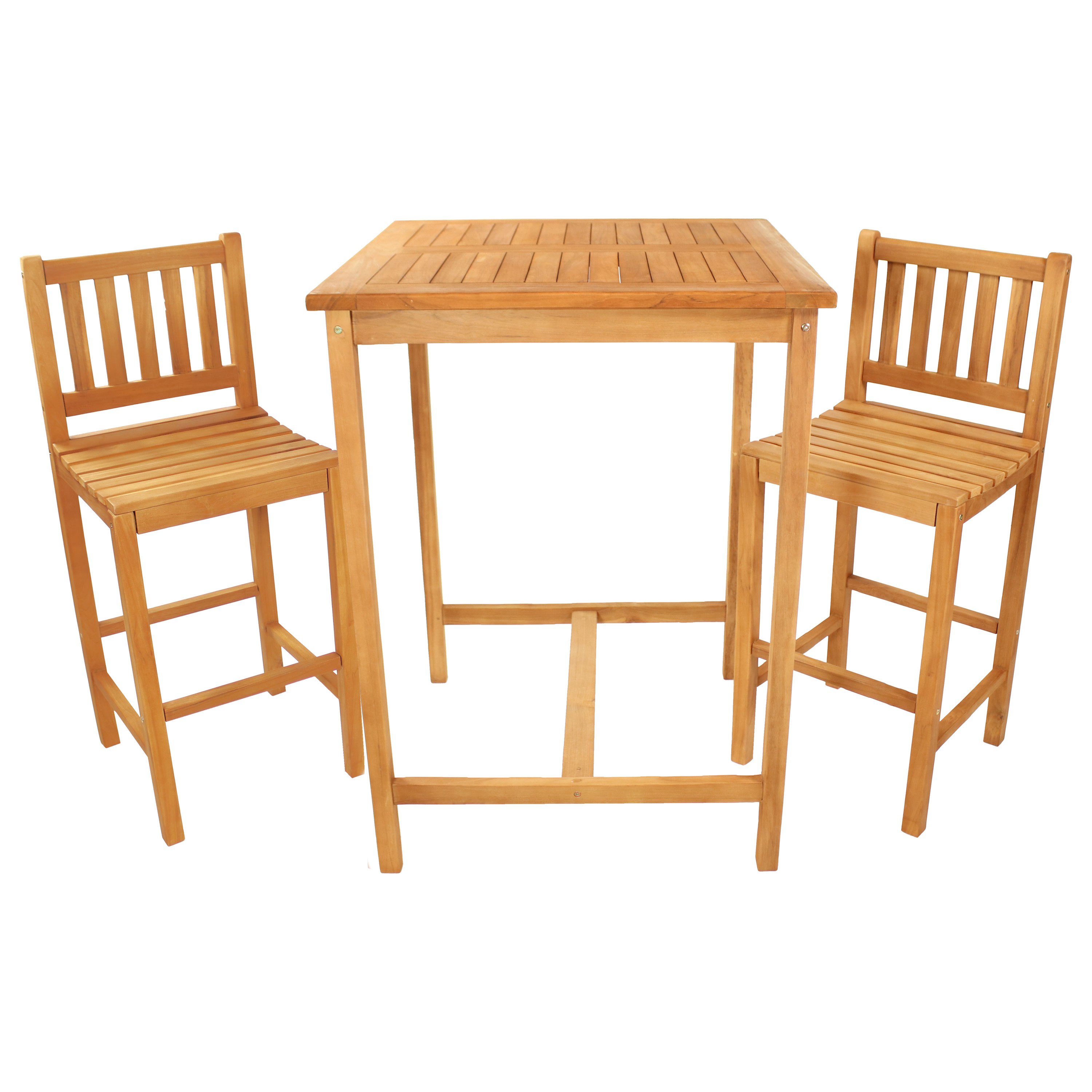 3-Piece Teak Outdoor Bar Set -  Brown