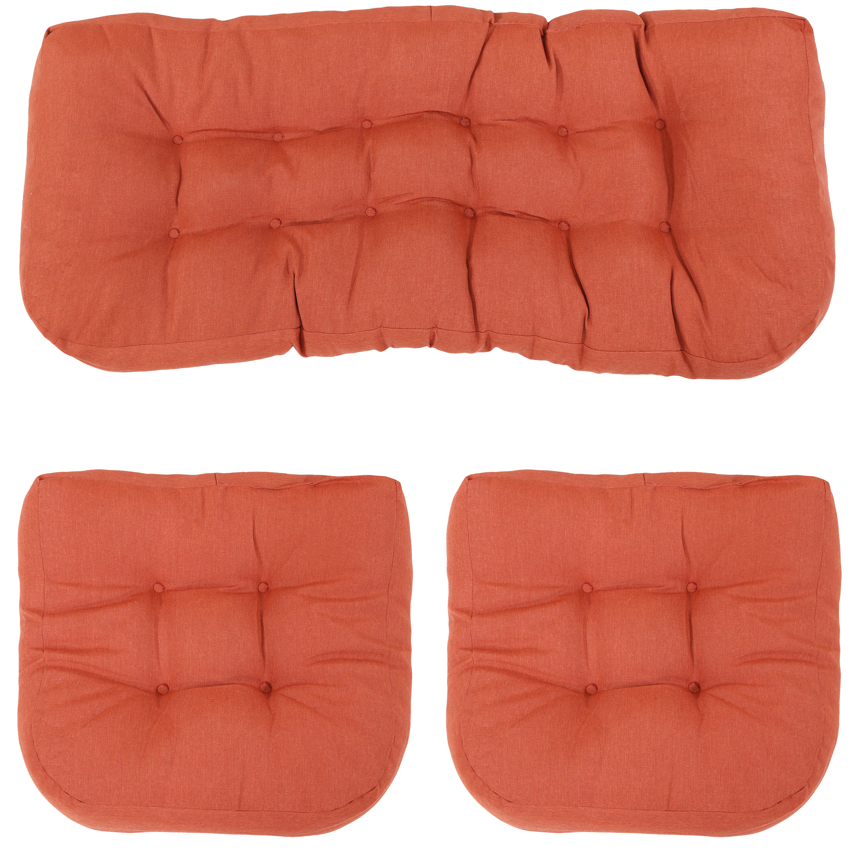 Indoor/Outdoor 3-Piece Tufted Settee Cushion Set - Orange