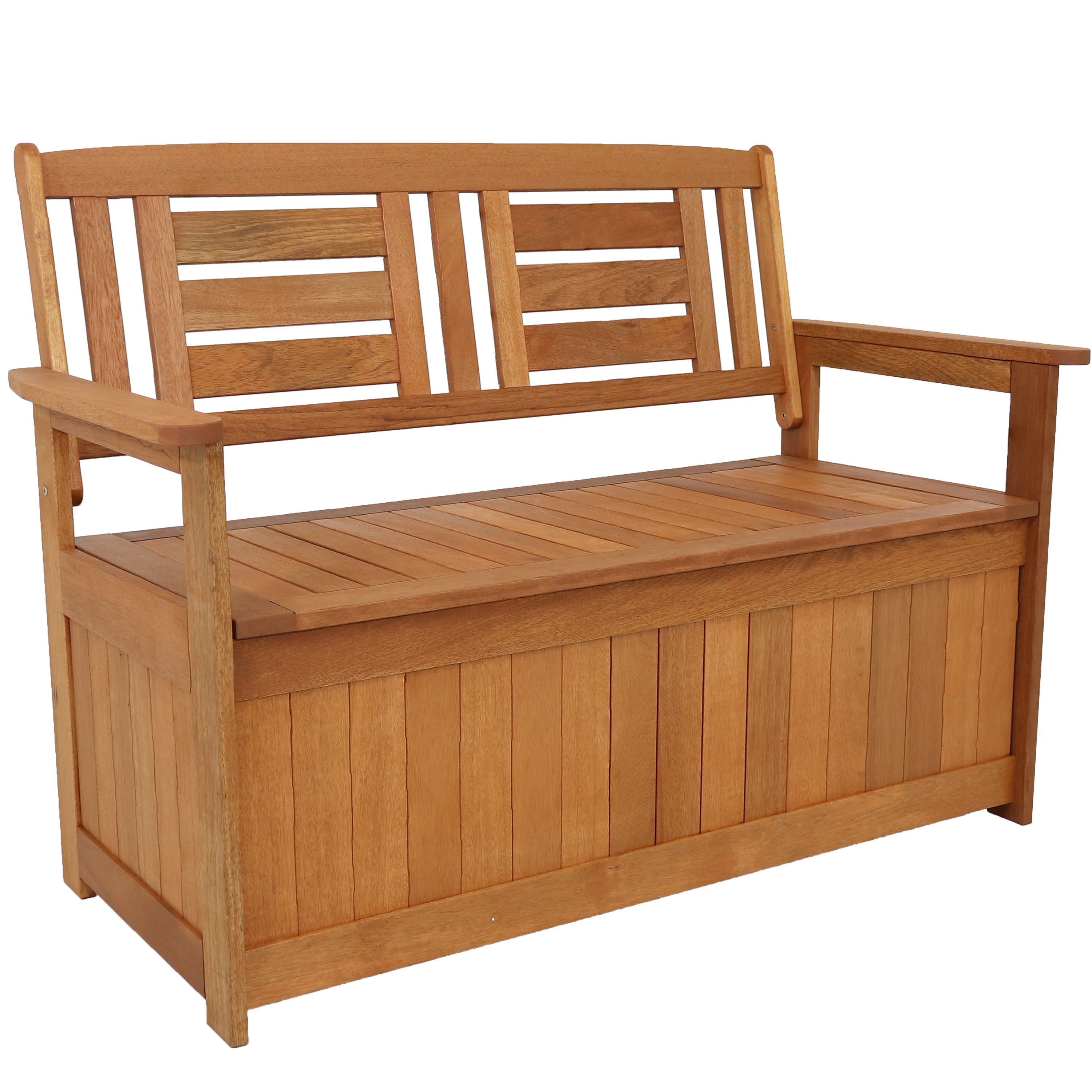 2-Person Meranti Wood Outdoor Storage Bench - 51 in