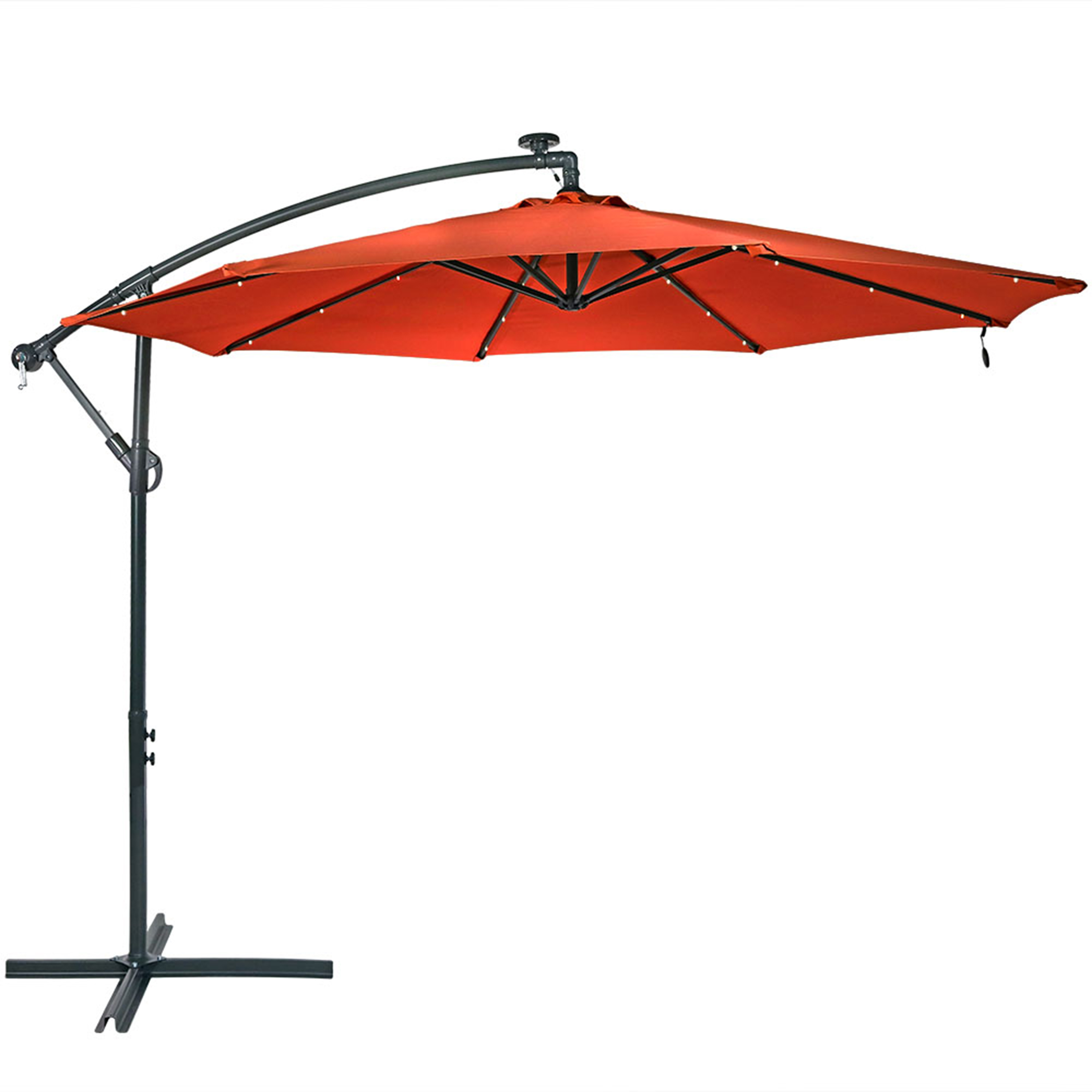 10 ft Solar Offset Patio Umbrella with Crank - Burnt Orange
