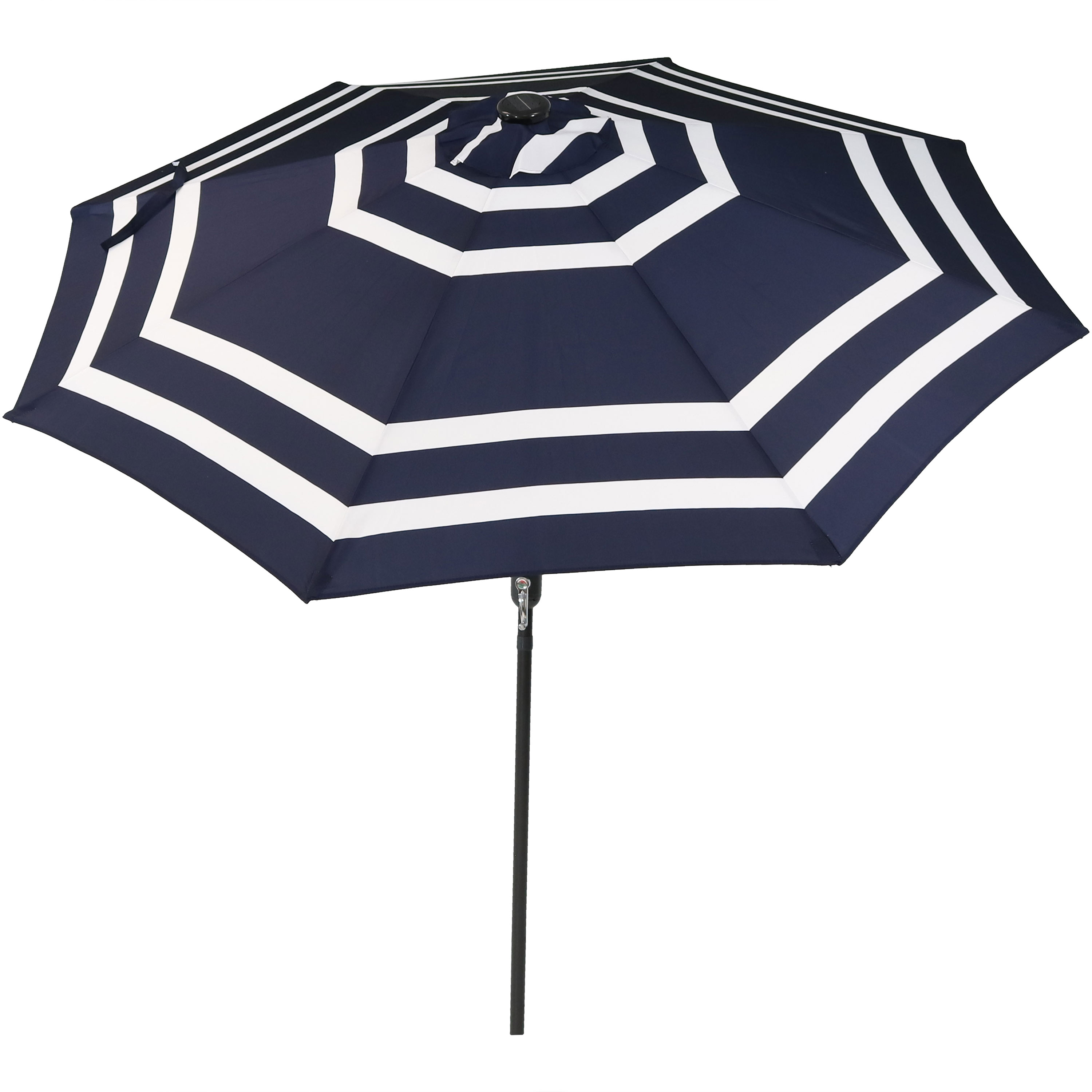 9 ft Solar Patio Umbrella with Lights, Tilt and Crank - Navy