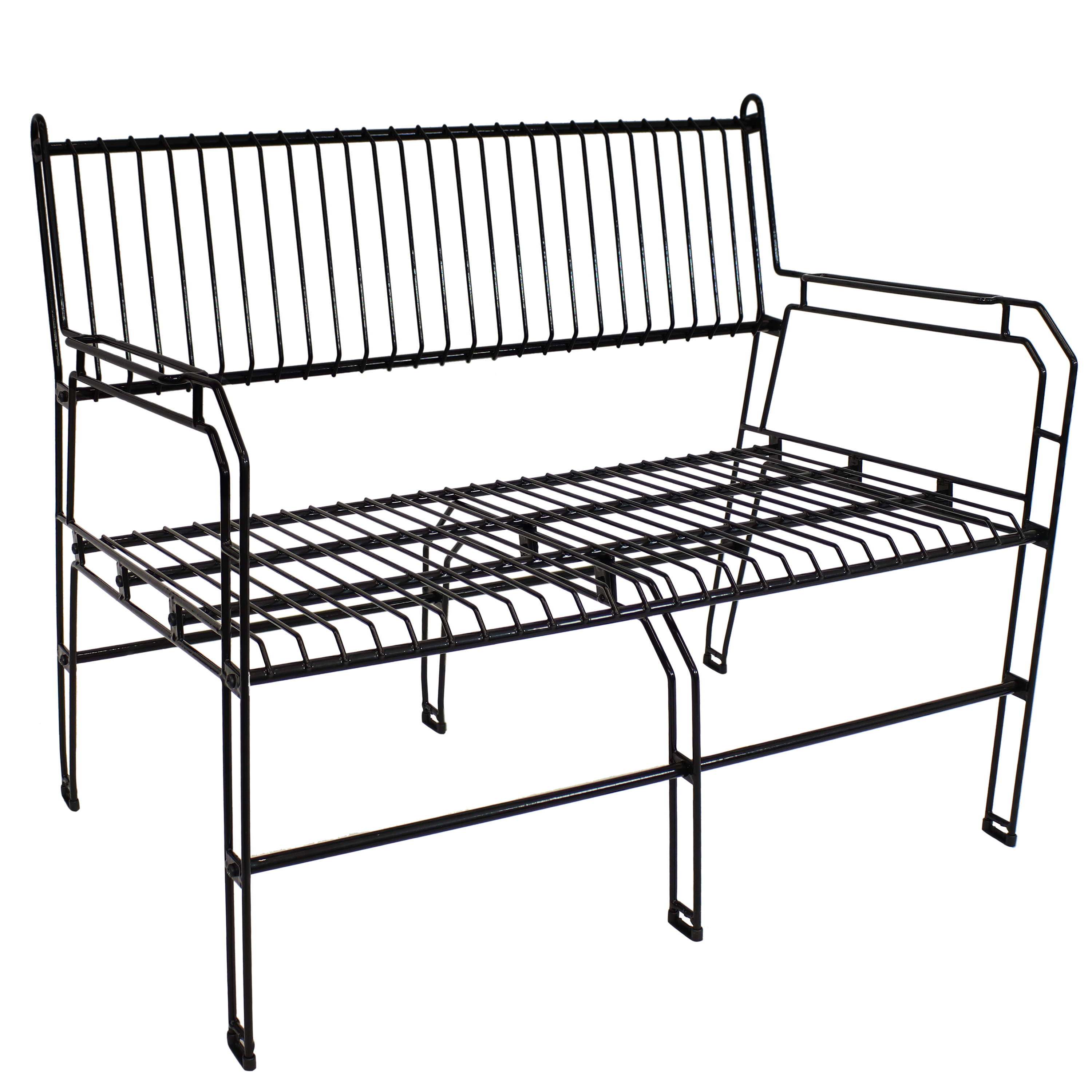 Indoor/Outdoor 2-Person Steel Wire Patio Bench - Black