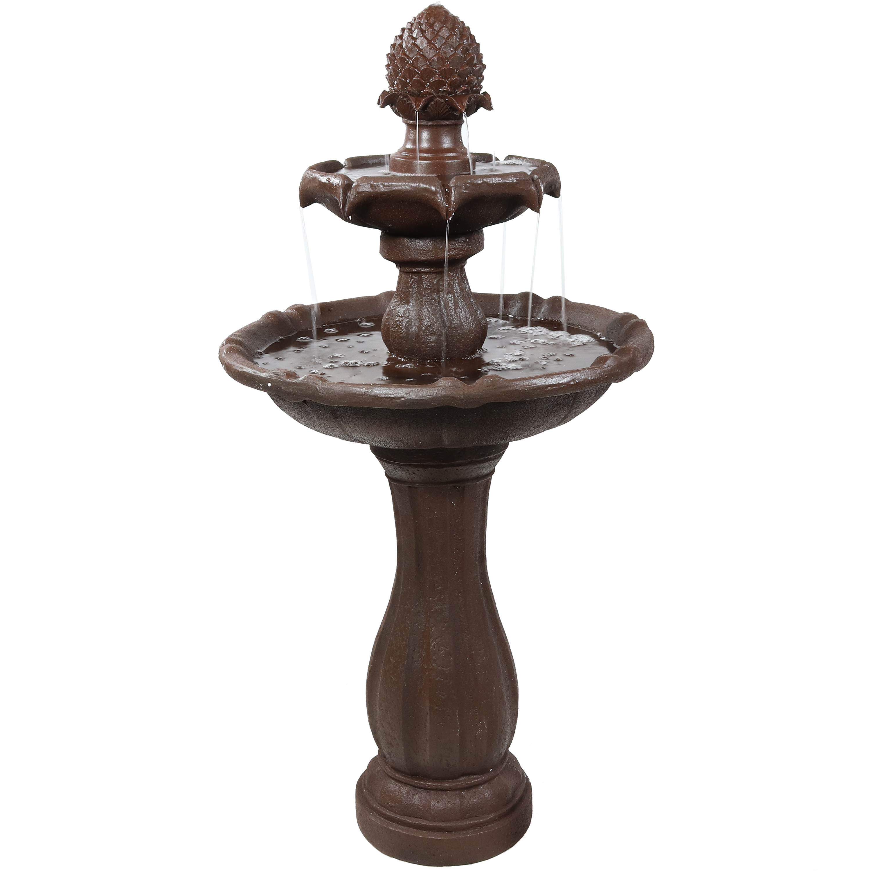 Pineapple Outdoor 2-Tier Solar Fountain with Battery - Rust