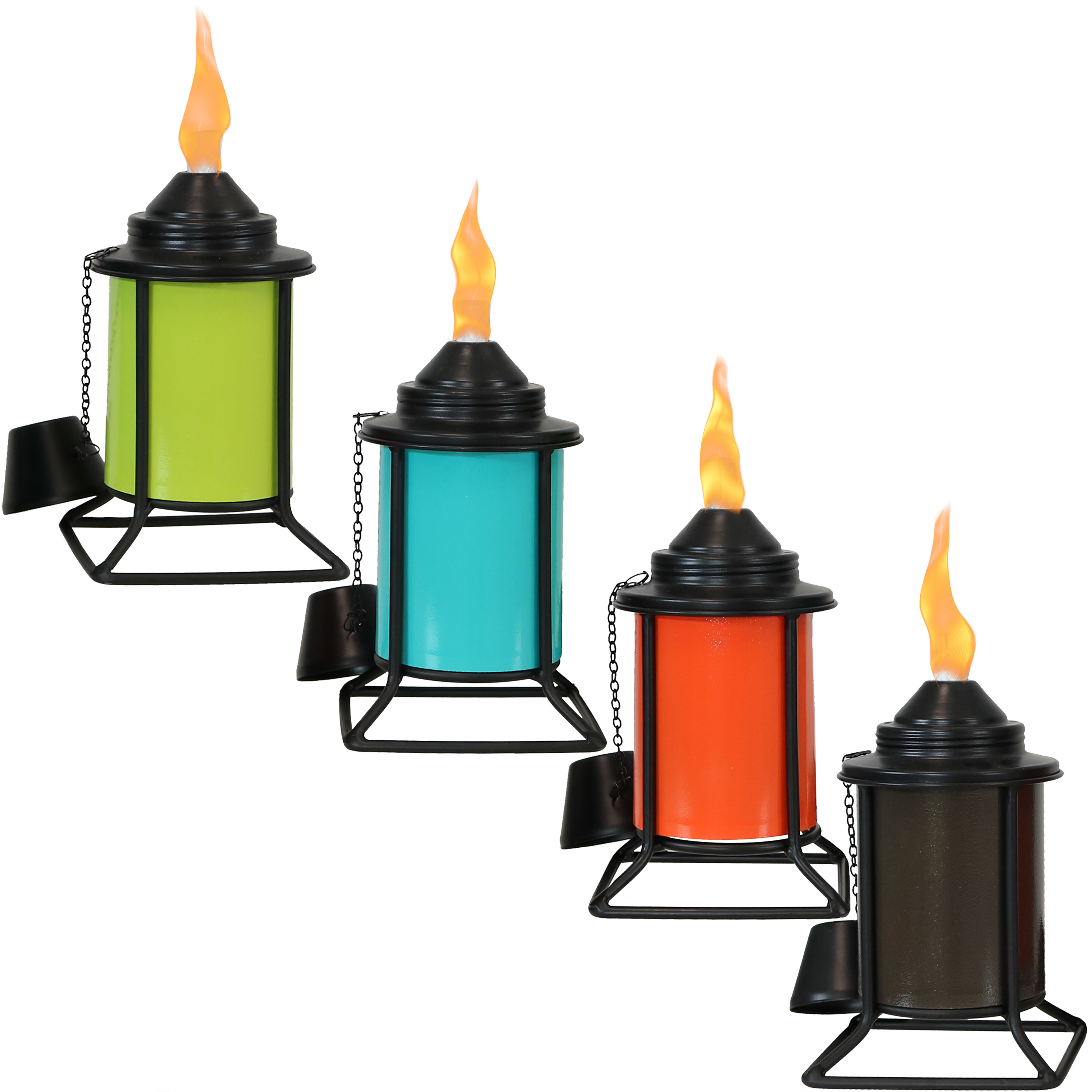 Metal Square Outdoor Tabletop Torches - Multi - Set of 4