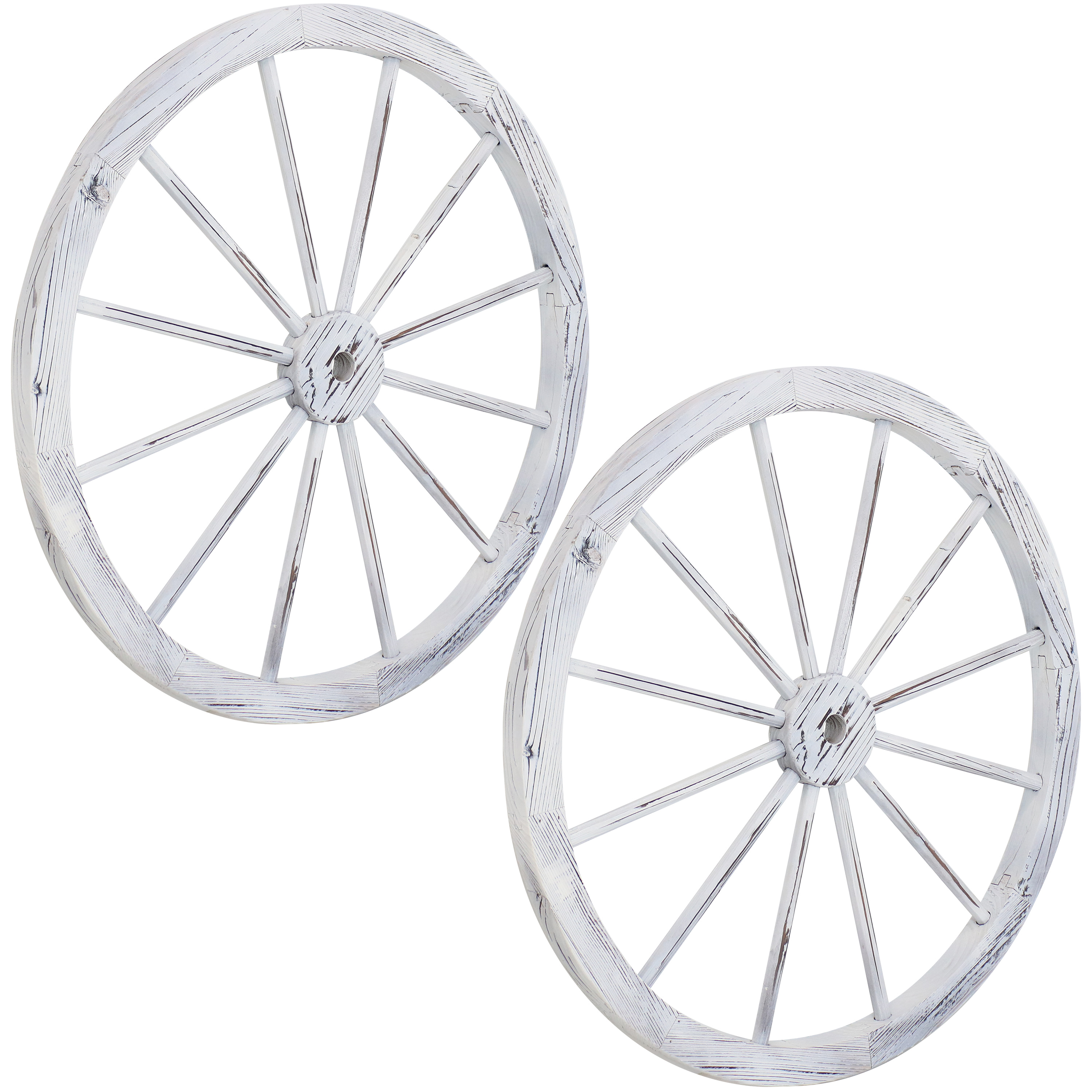 Wagon Wheel Indoor/Outdoor Statue - 29 in - Set of 2 - White