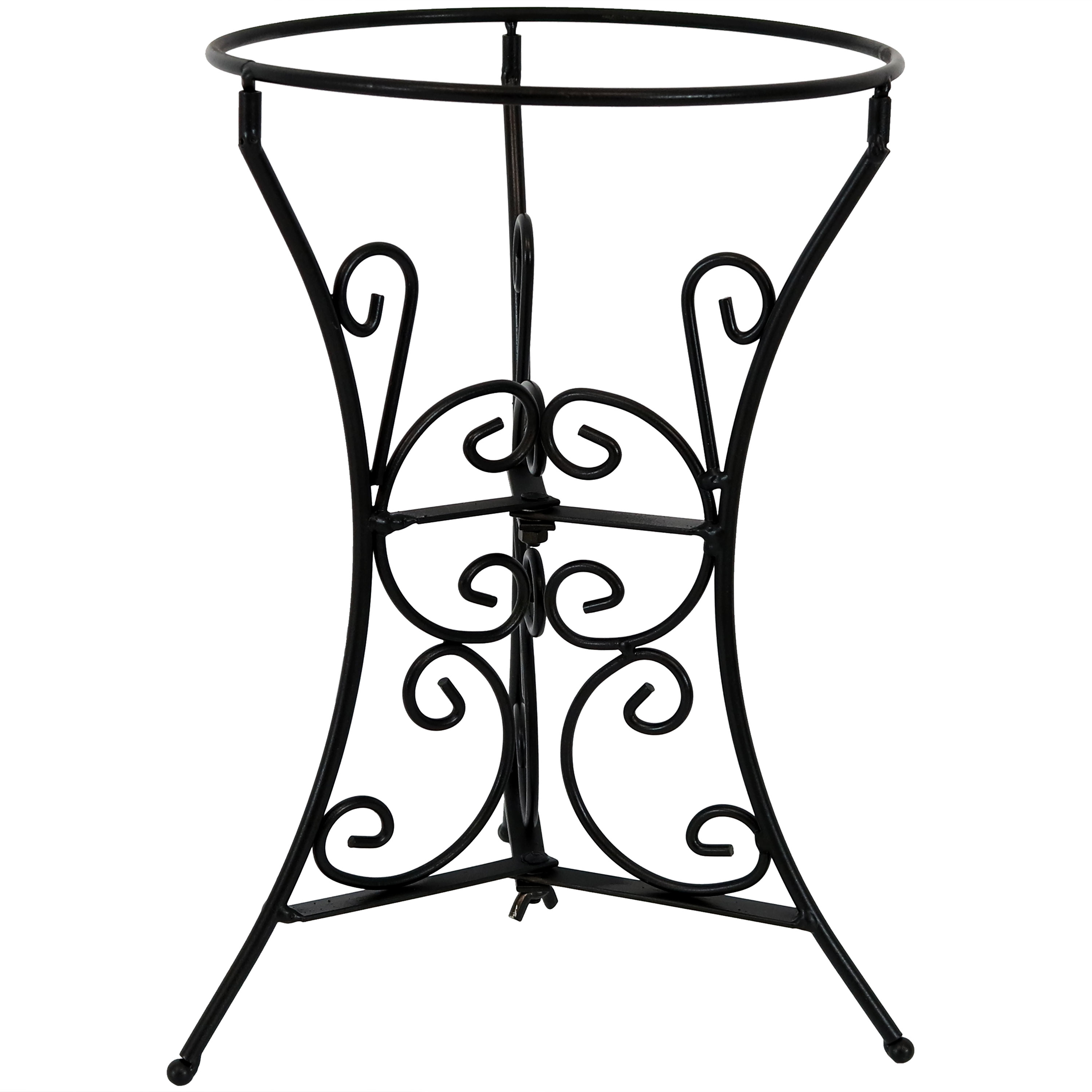 Decorative Scroll Steel Outdoor Gazing Globe Stand - Black