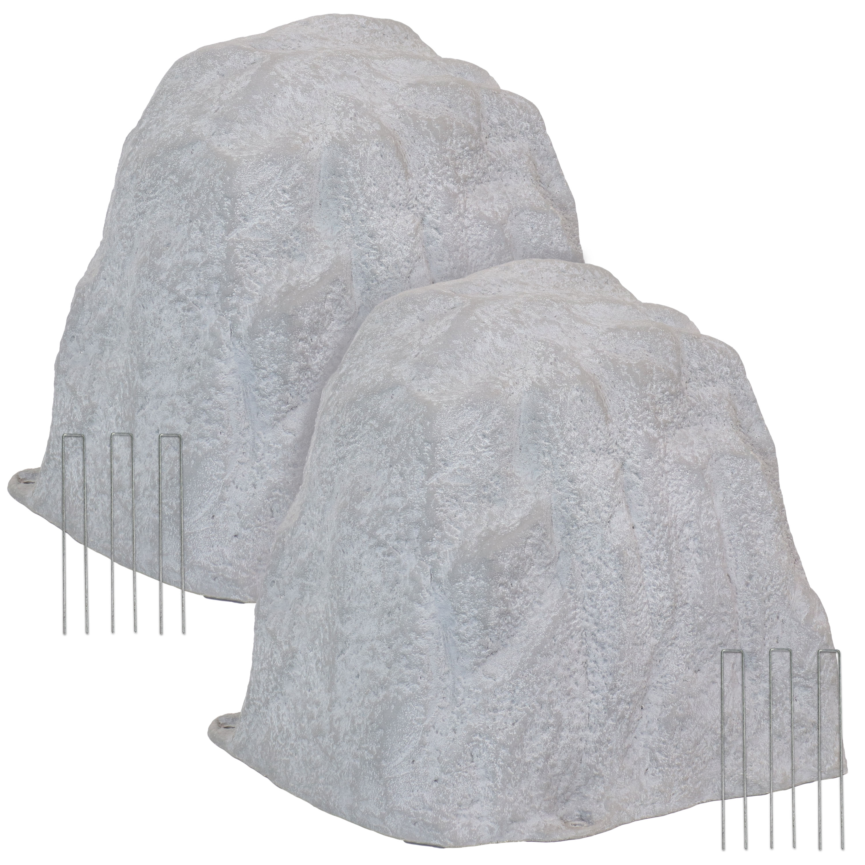 2 Artificial Polyresin Landscape Rocks with Stakes - Gray