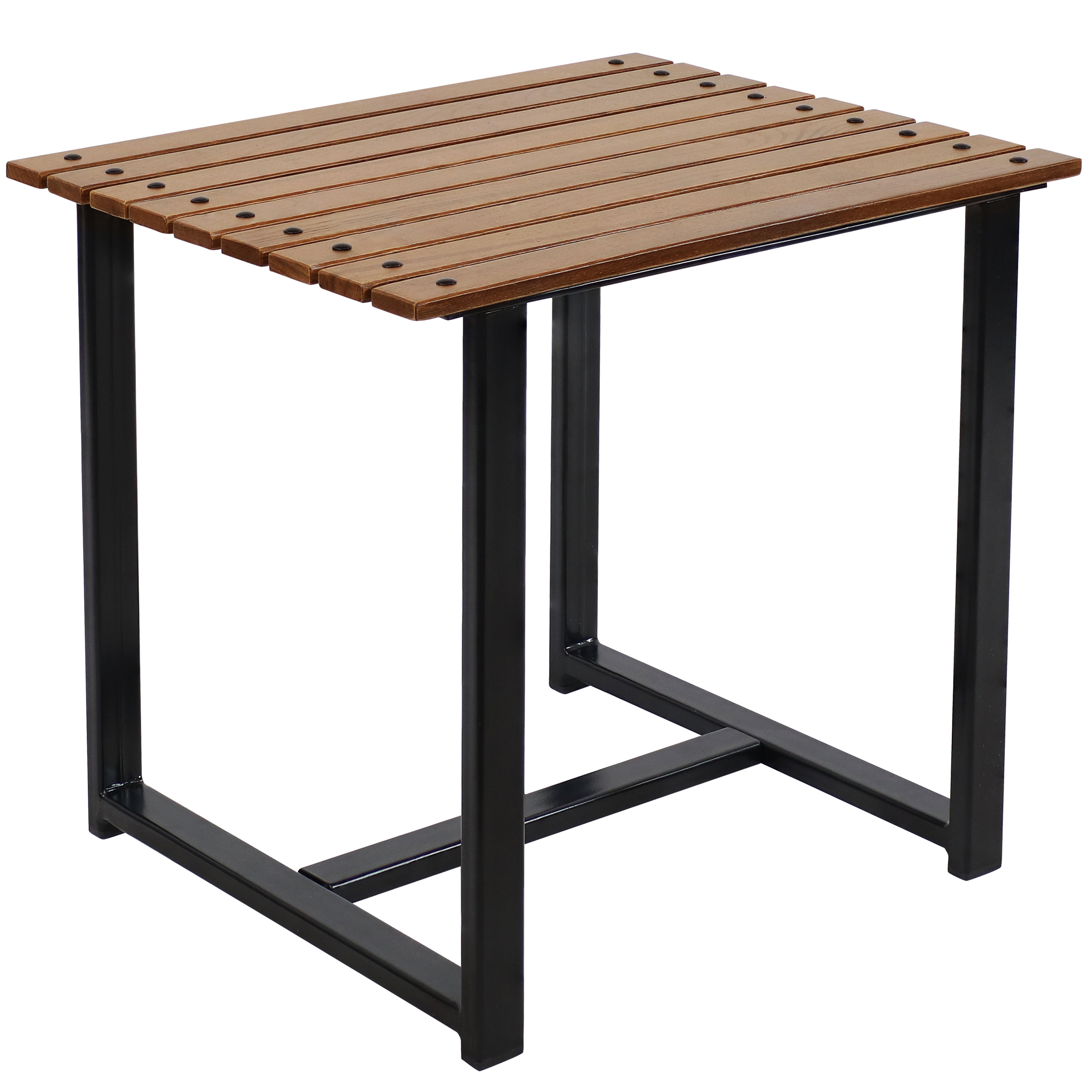 23.75 in Chestnut Rectangular Patio Side Table - Brown