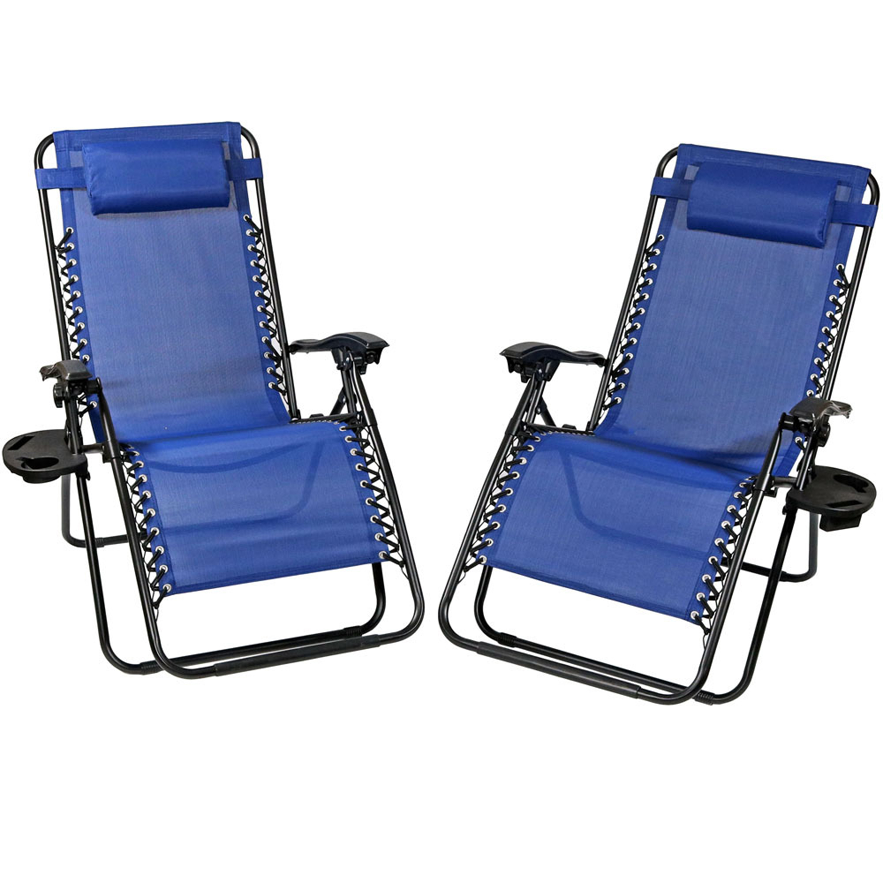 XL Zero Gravity Chair with Cup Holder - Navy Blue - Set of 2
