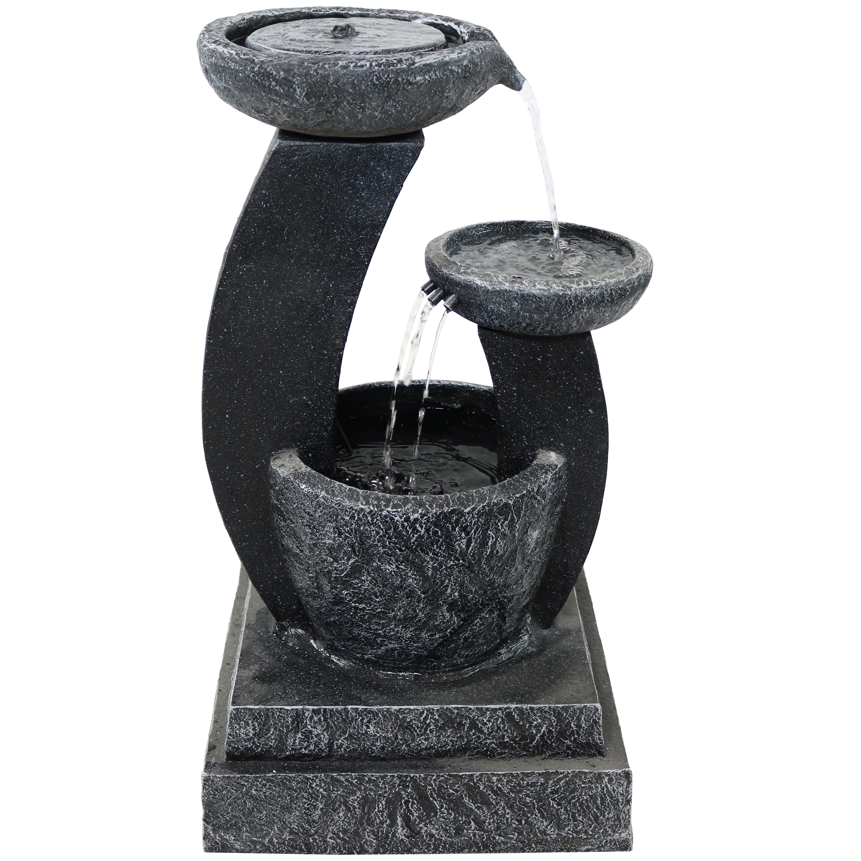 Modern Cascading Bowls Solar Water Fountain with Battery