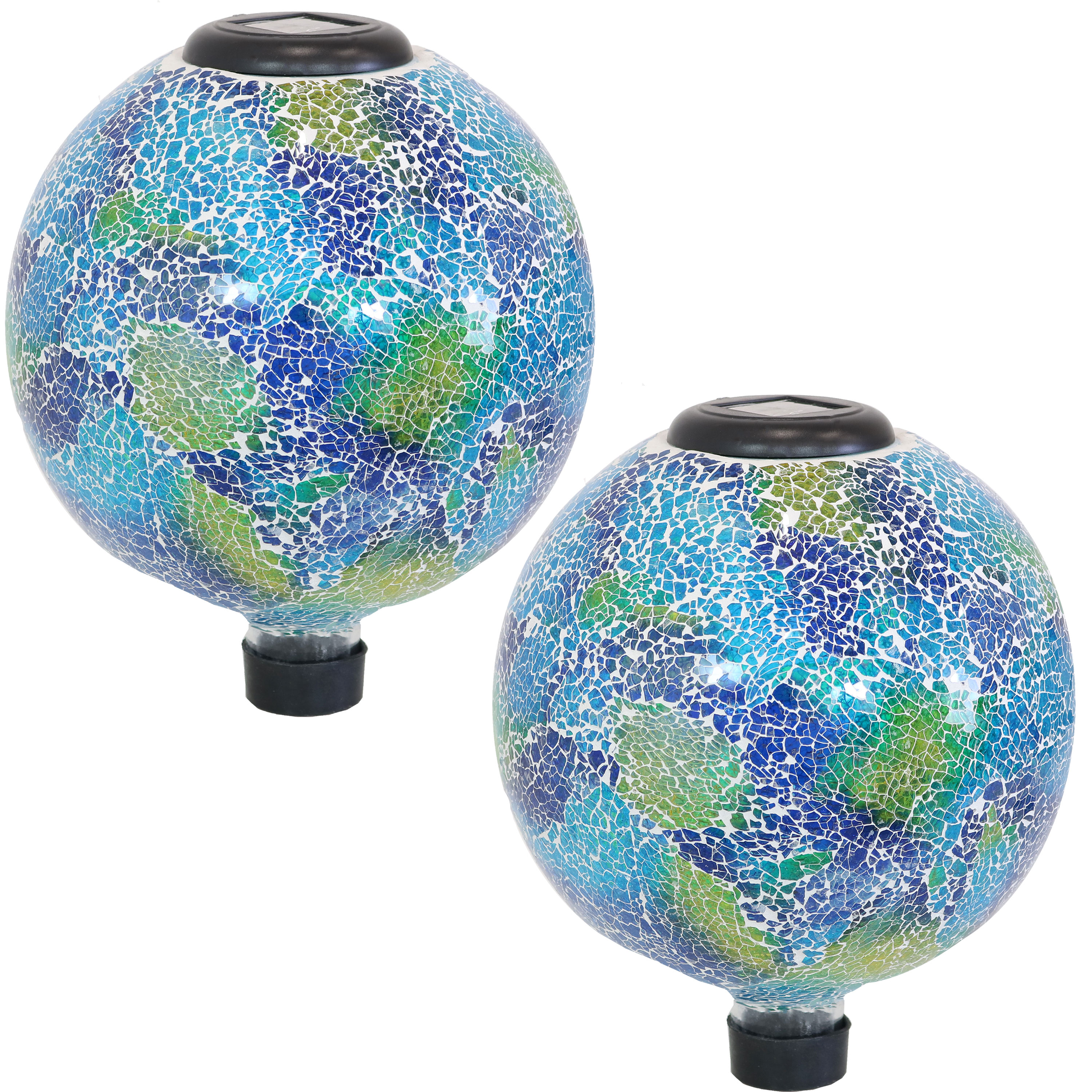 Azul Terra Crackled Glass Solar Gazing Globe - Set of 2