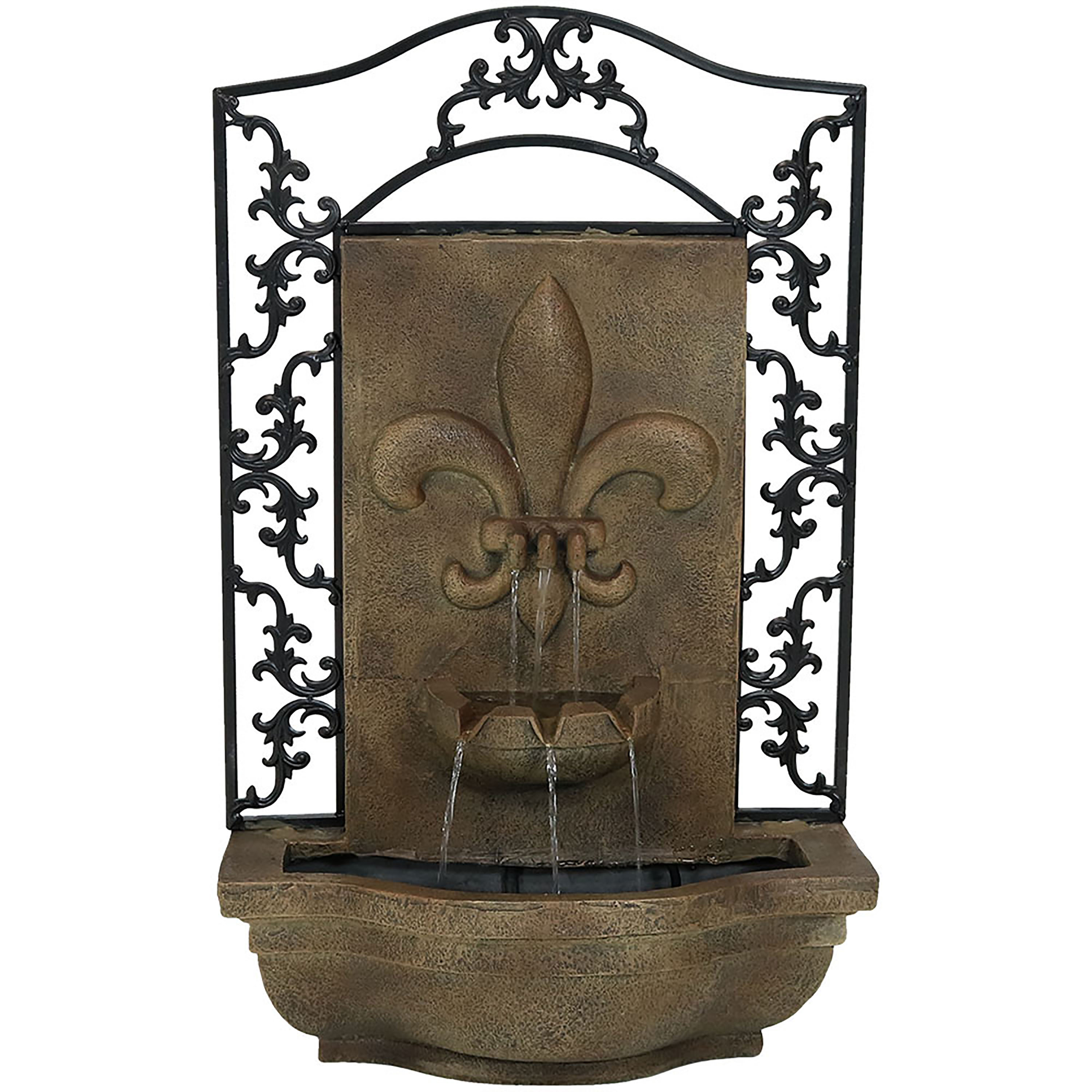 French Lily Solar Wall Fountain with Battery - Florentine