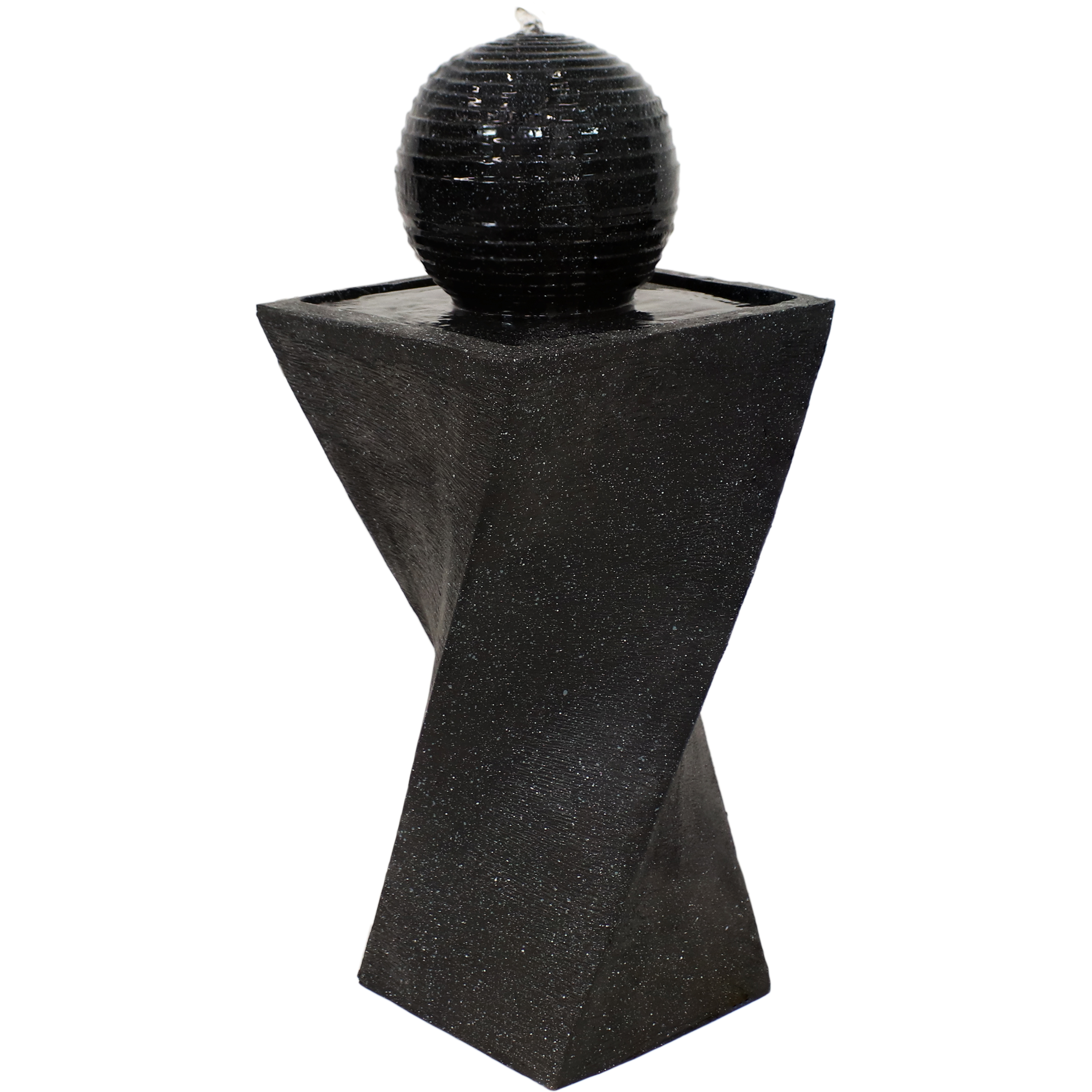 Black Ball Solar Water Fountain with Battery/Lights - 32 in