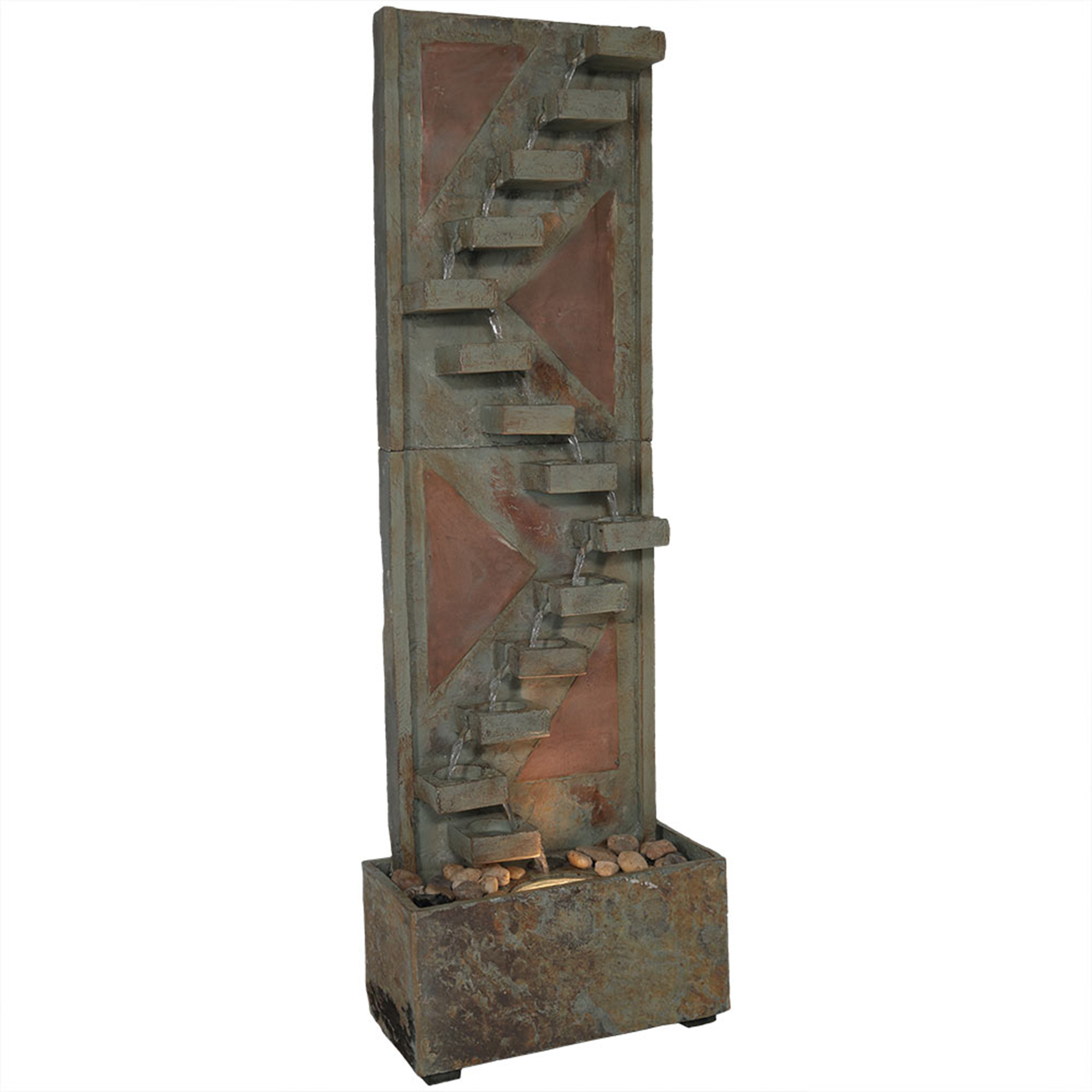 Copper/Slate Staircase Water Fountain with Lights - 48 in