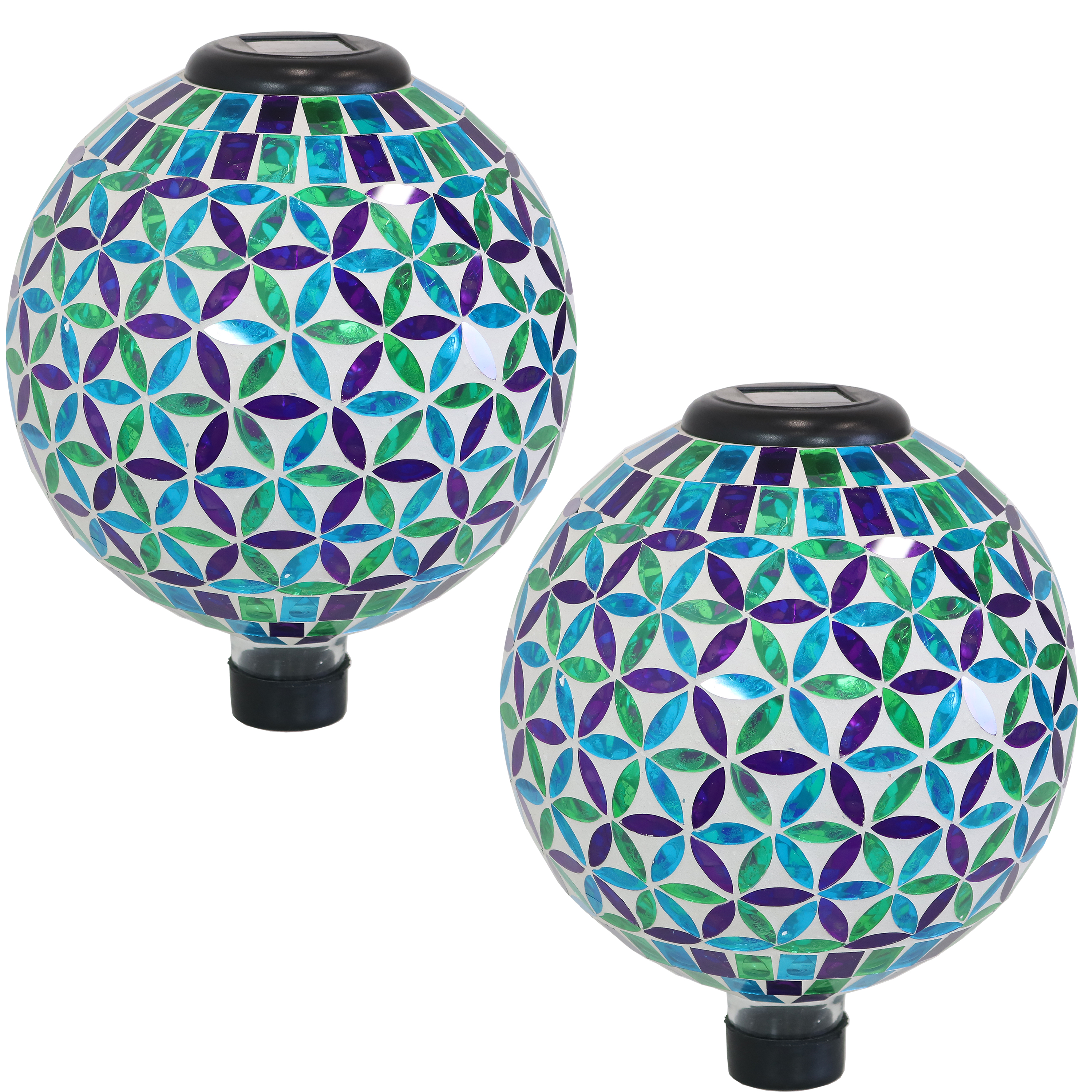 Cool Blooms Glass Gazing Ball with Solar Light - Set of 2