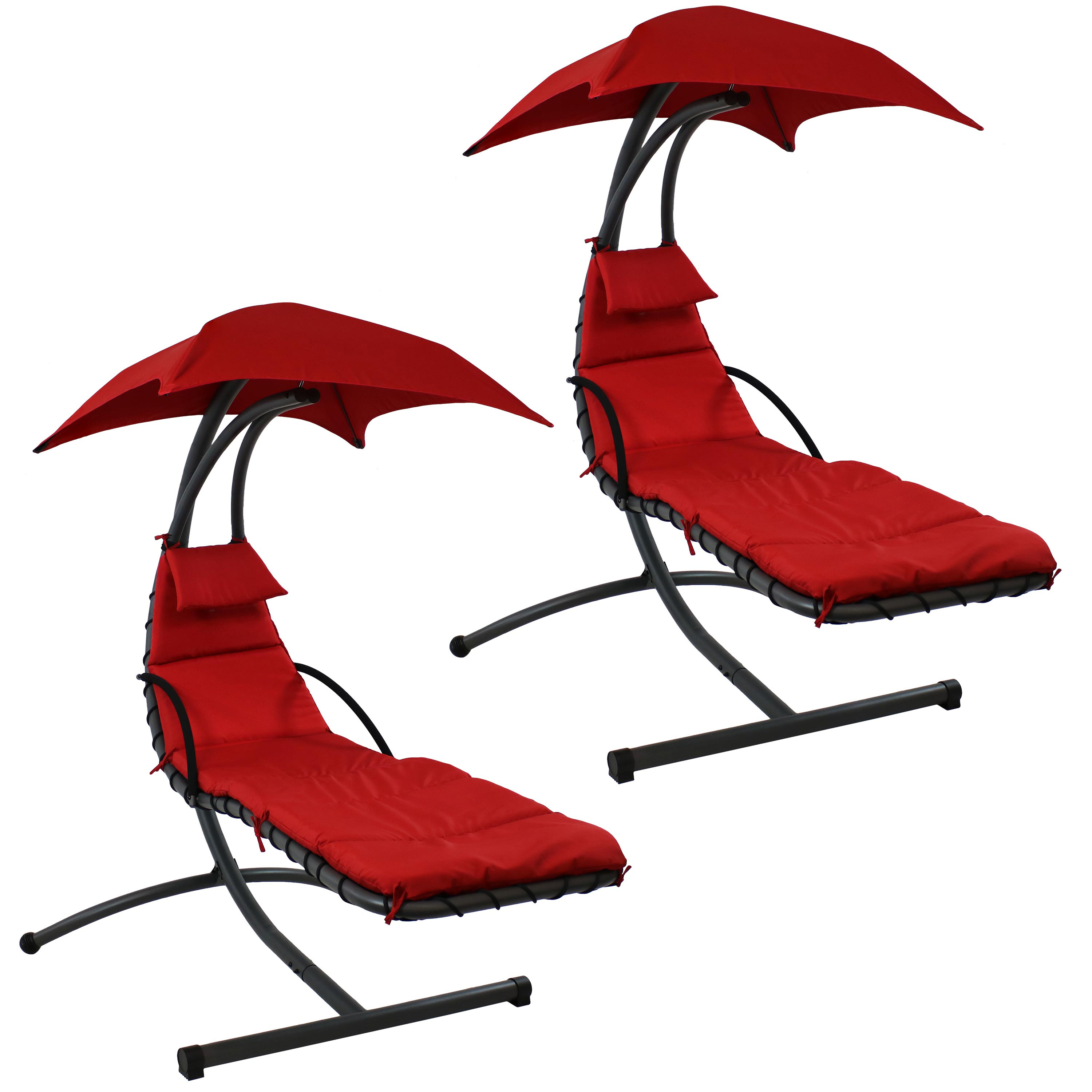 Floating Lounge Chair with Canopy/Arc Stand - Red - Set of 2