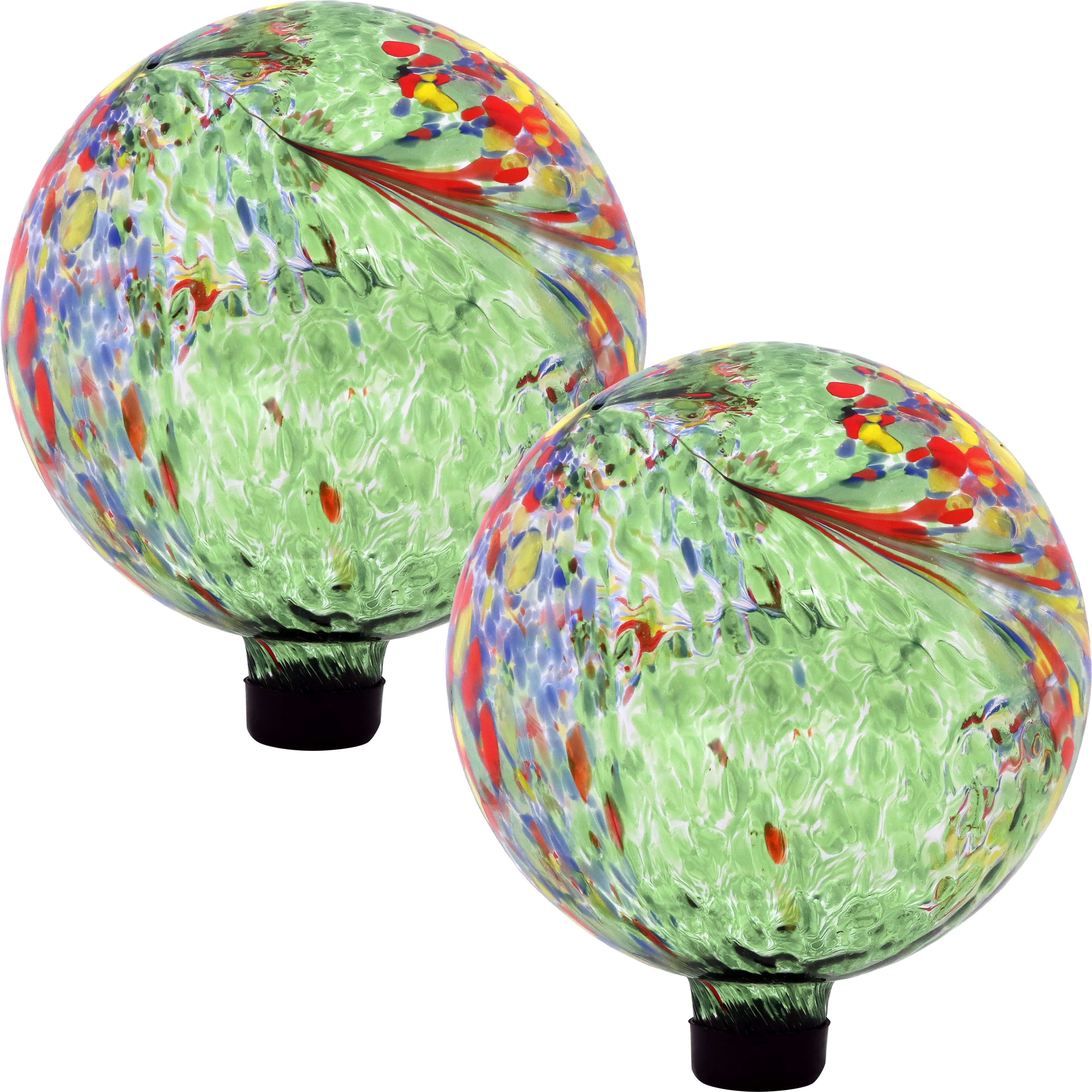 Green Artistic Glass Gazing Globe - 10 in - Set of 2