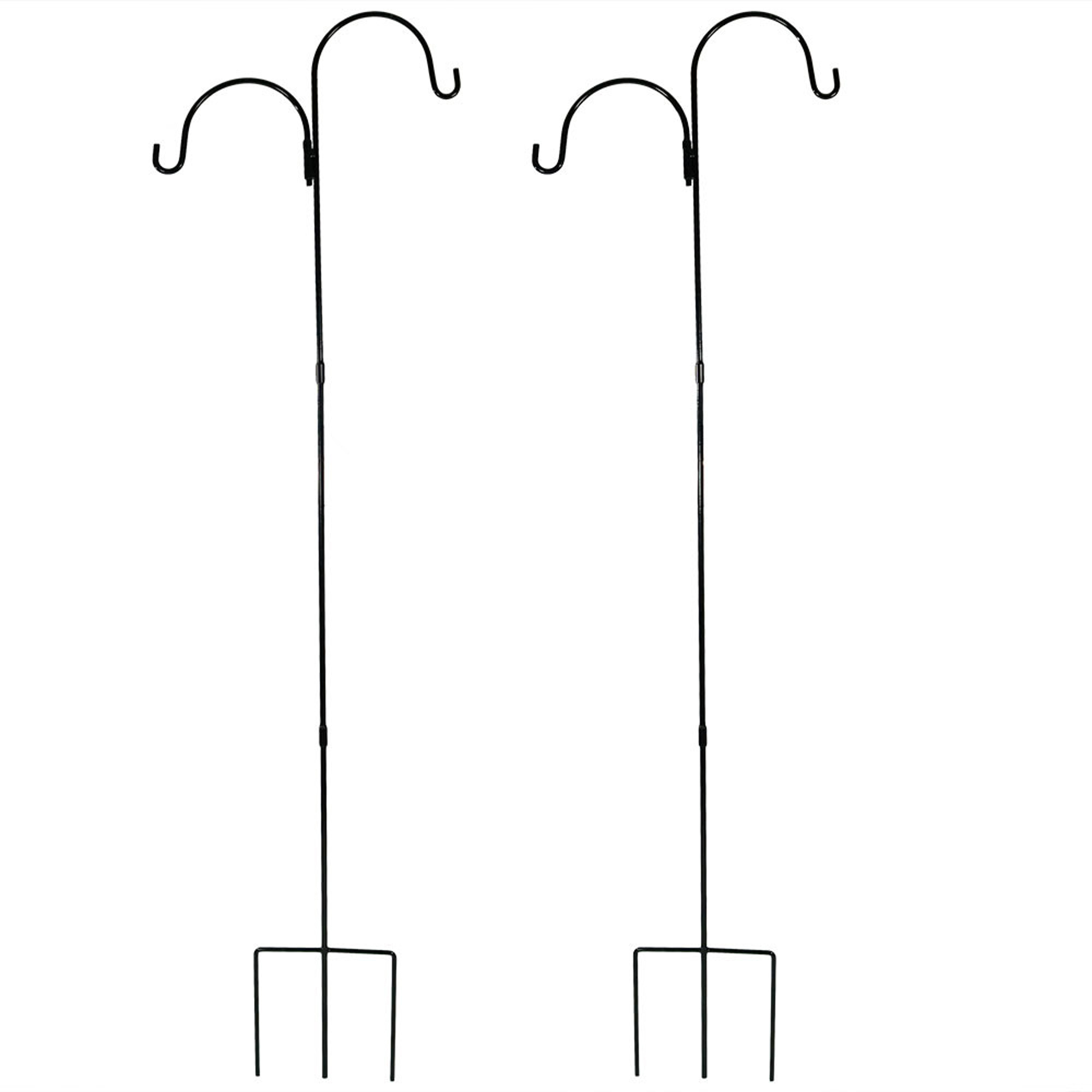 Black Steel Hanging Double Shepherd Hooks - 84 in - Set of 2