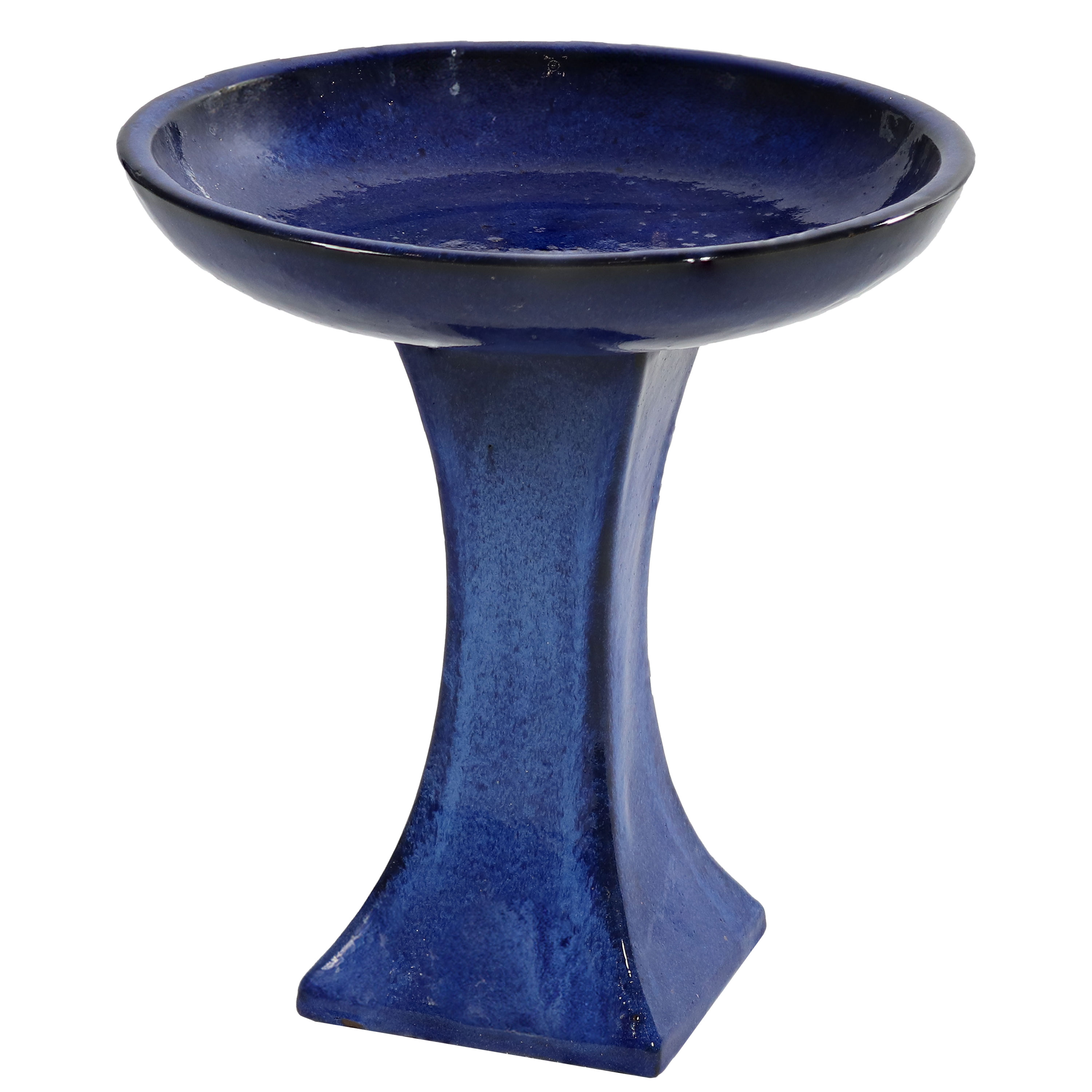 Nantes Blue Ceramic Bird Bath - 16" H