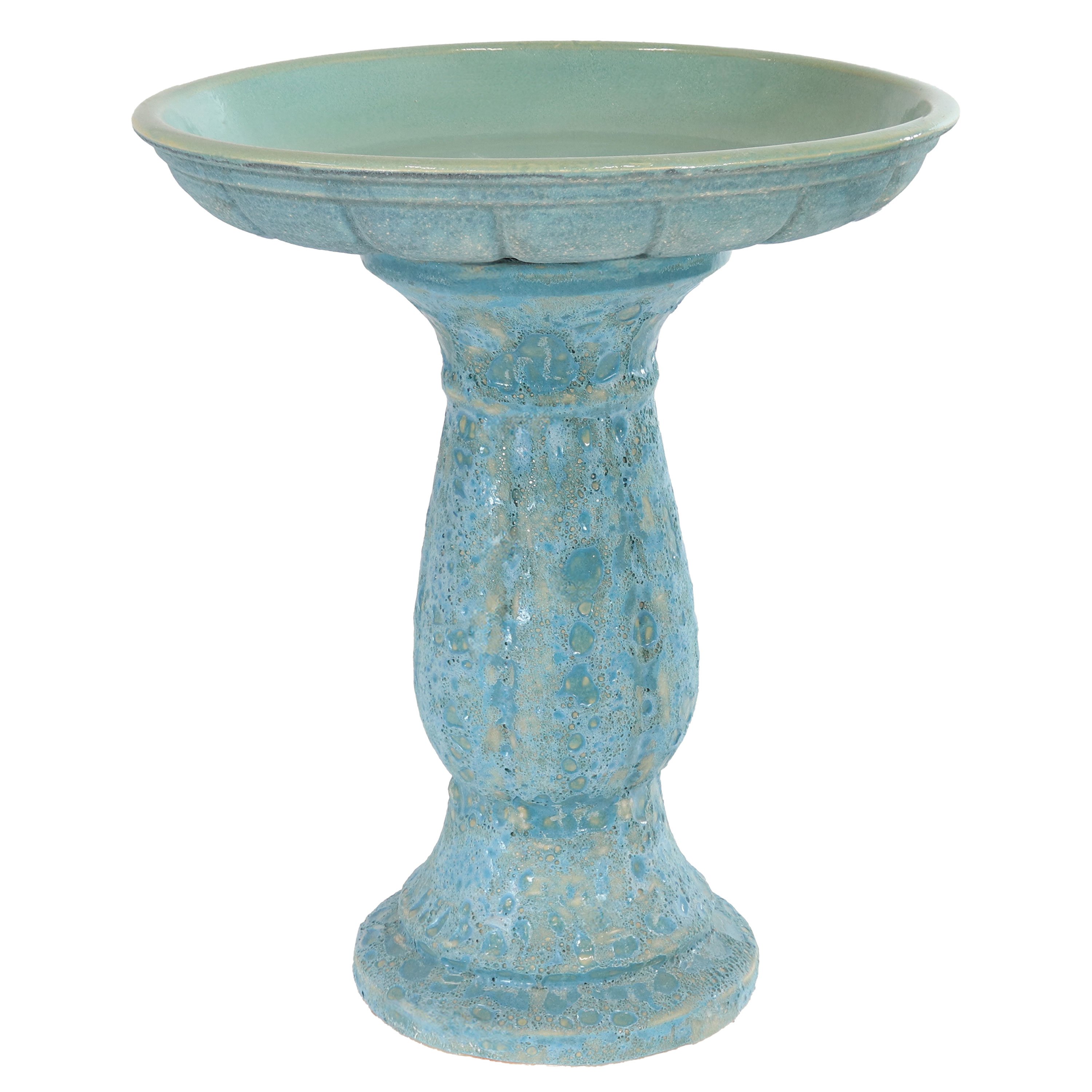 Avignon Blue Lava Finish Ceramic Bird Bath - 18.75" H