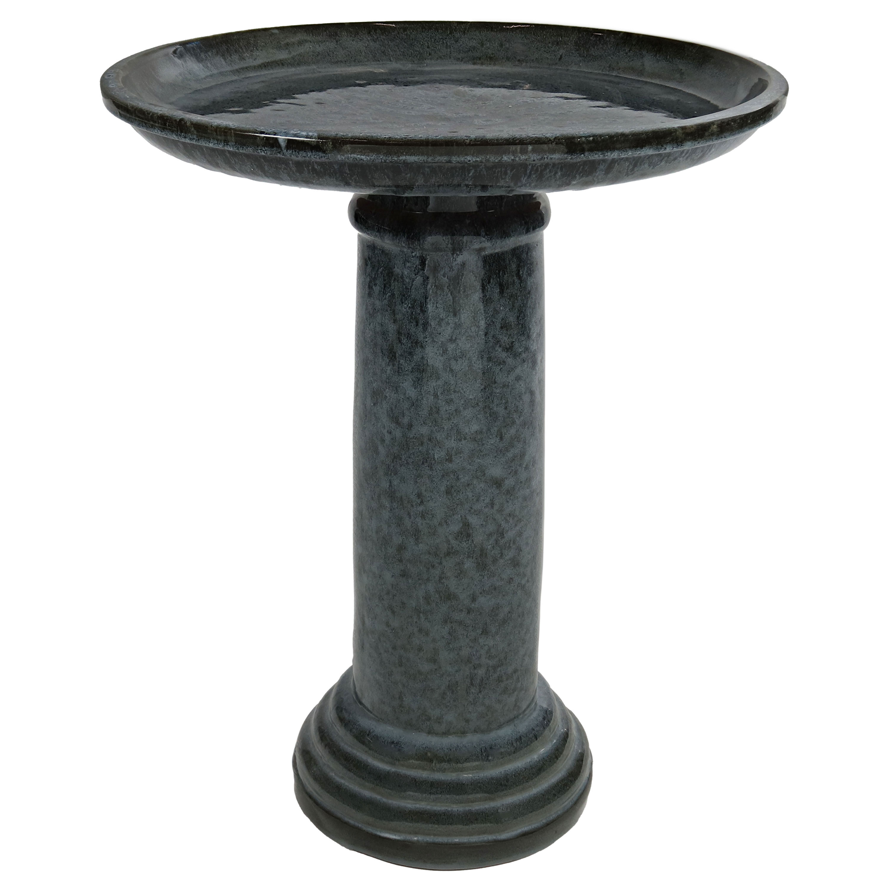 Toulon Black Mist Ceramic Bird Bath - 24.5" H