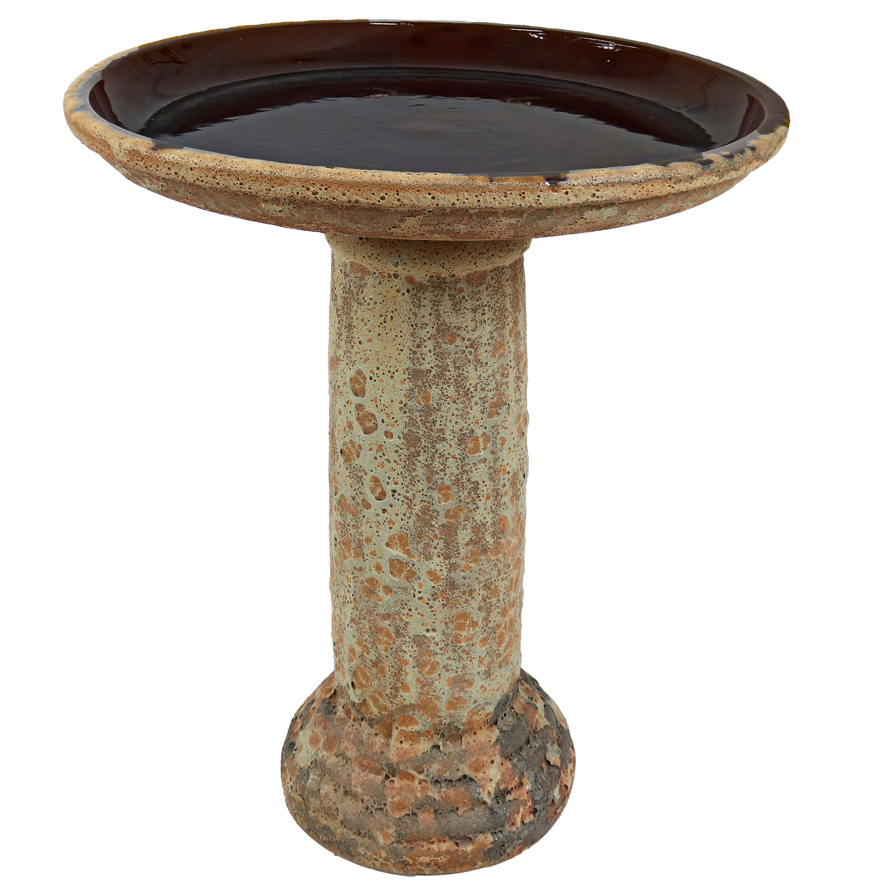 Toulon 24.5” H Lava Finish Bird Bath - Brown Ceramic