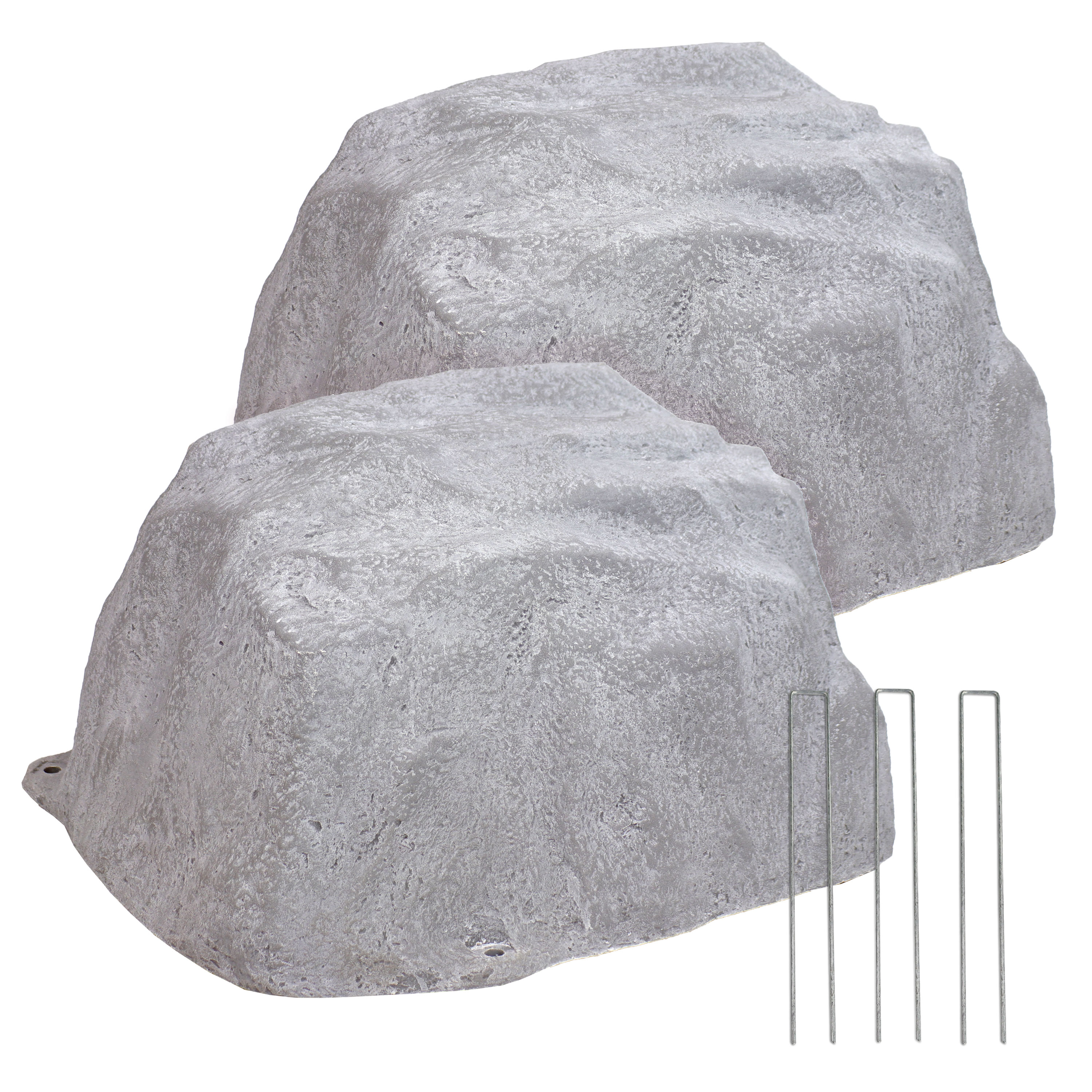 2 Low-Profile Artificial Landscape Rock with Stakes - Gray