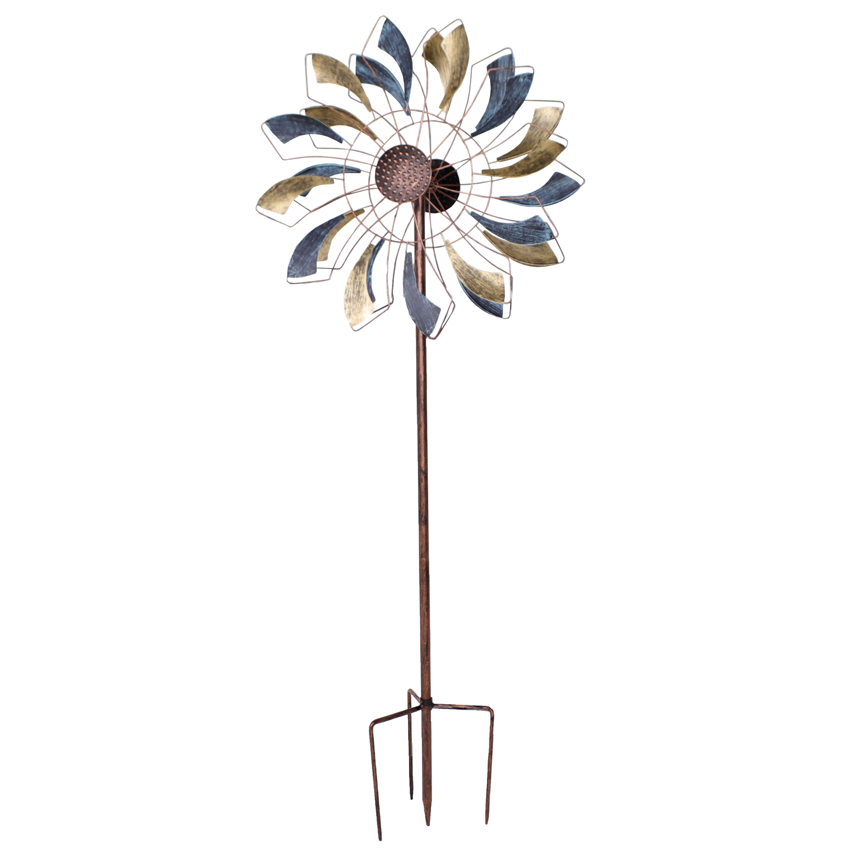 Metallic Pinwheel Powder-Coated Iron Wind Spinner - 84.5" H