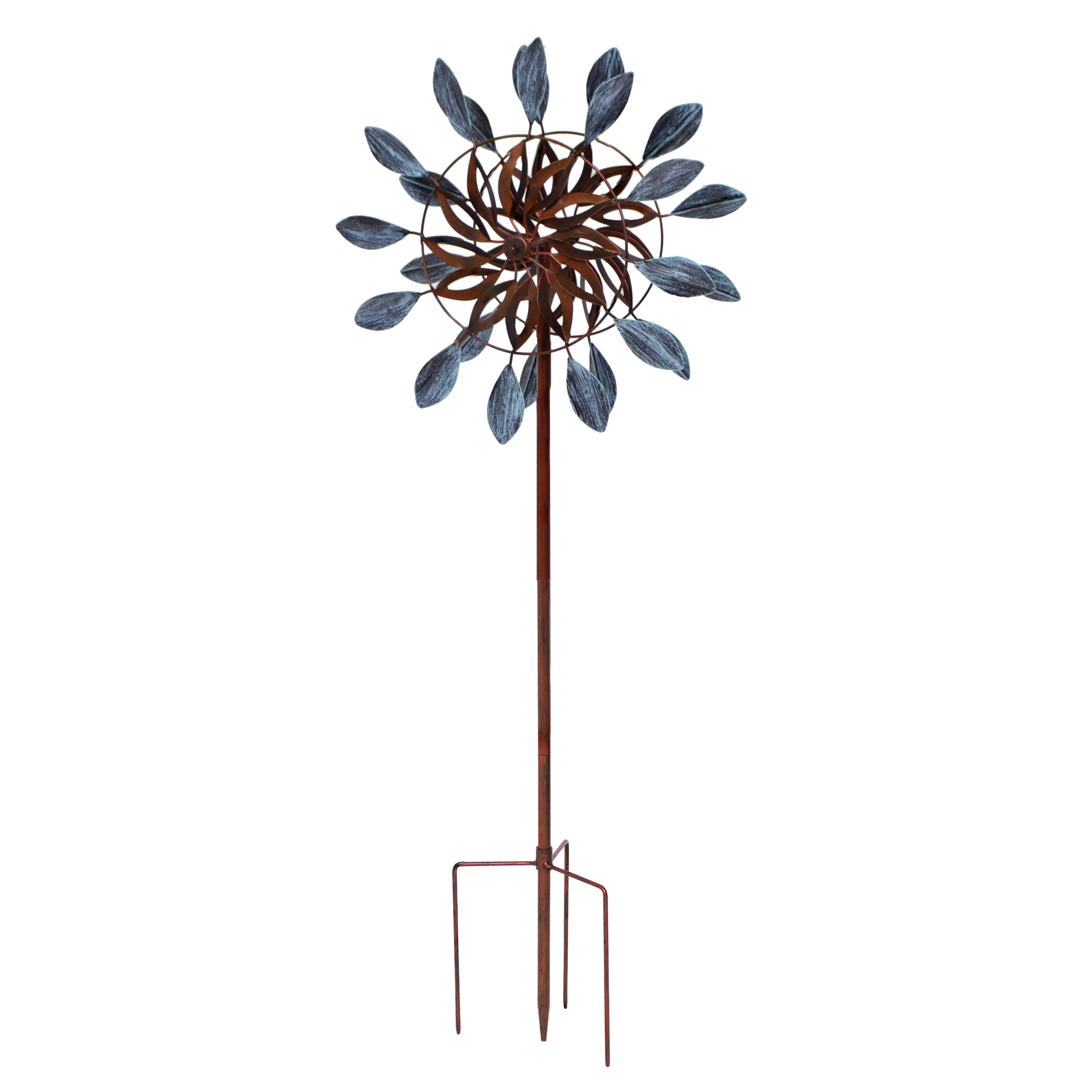 Whirling Petals Powder-Coated Iron Wind Spinner - 48" H