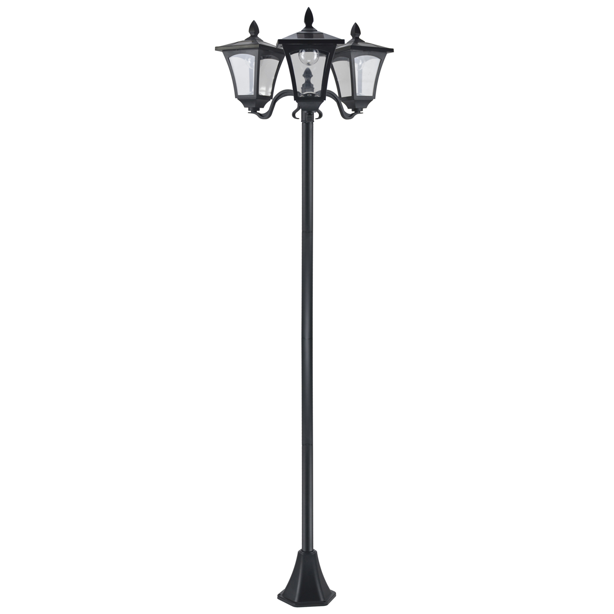 Triple Solar Lamp Post Garden Solar-Powered LED