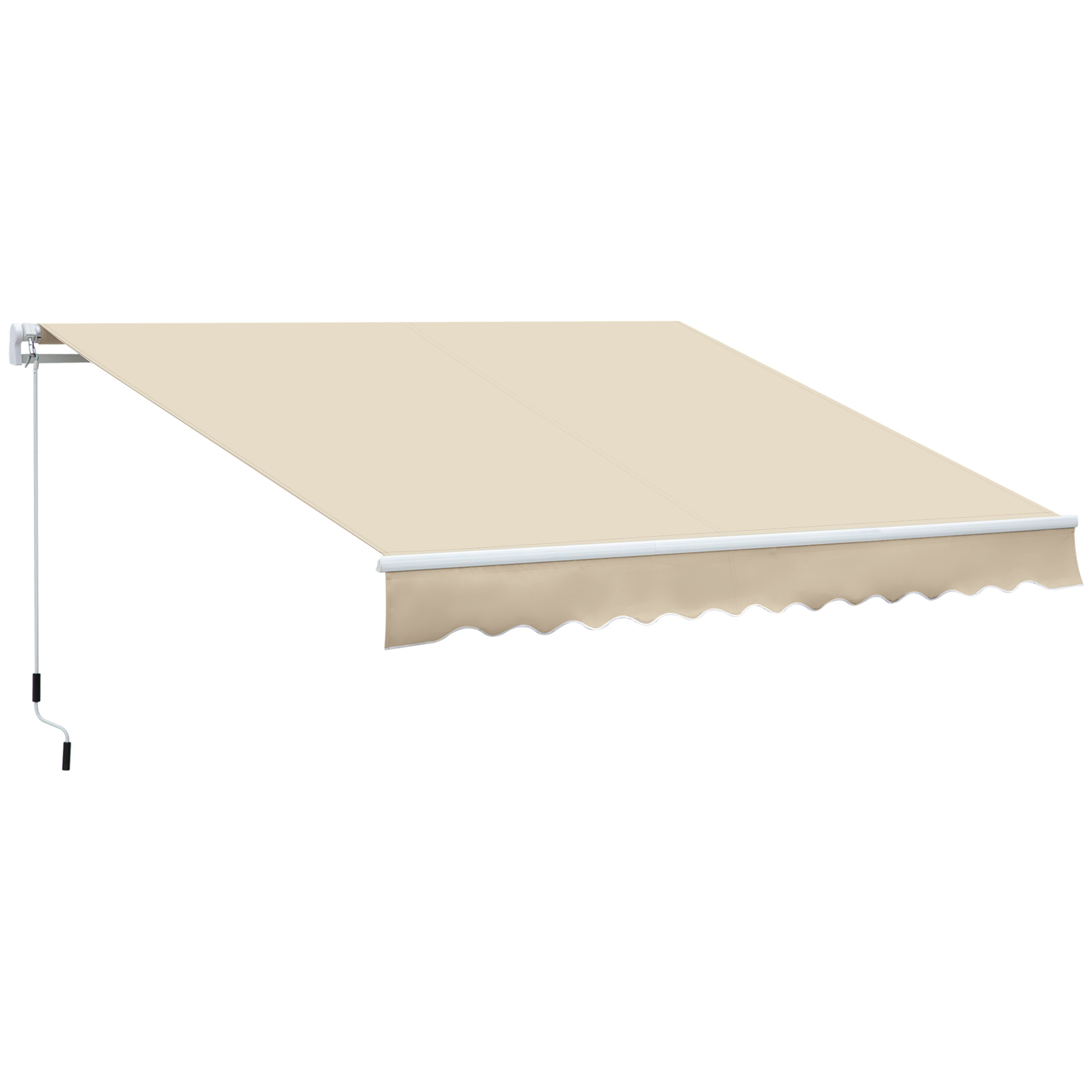 Manual Retractable Sunshade Patio Awning Cream White