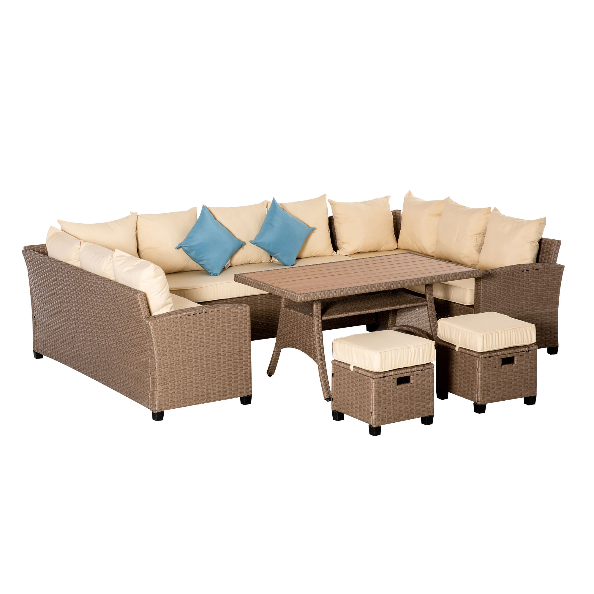 Rattan Sofa Set, Khaki