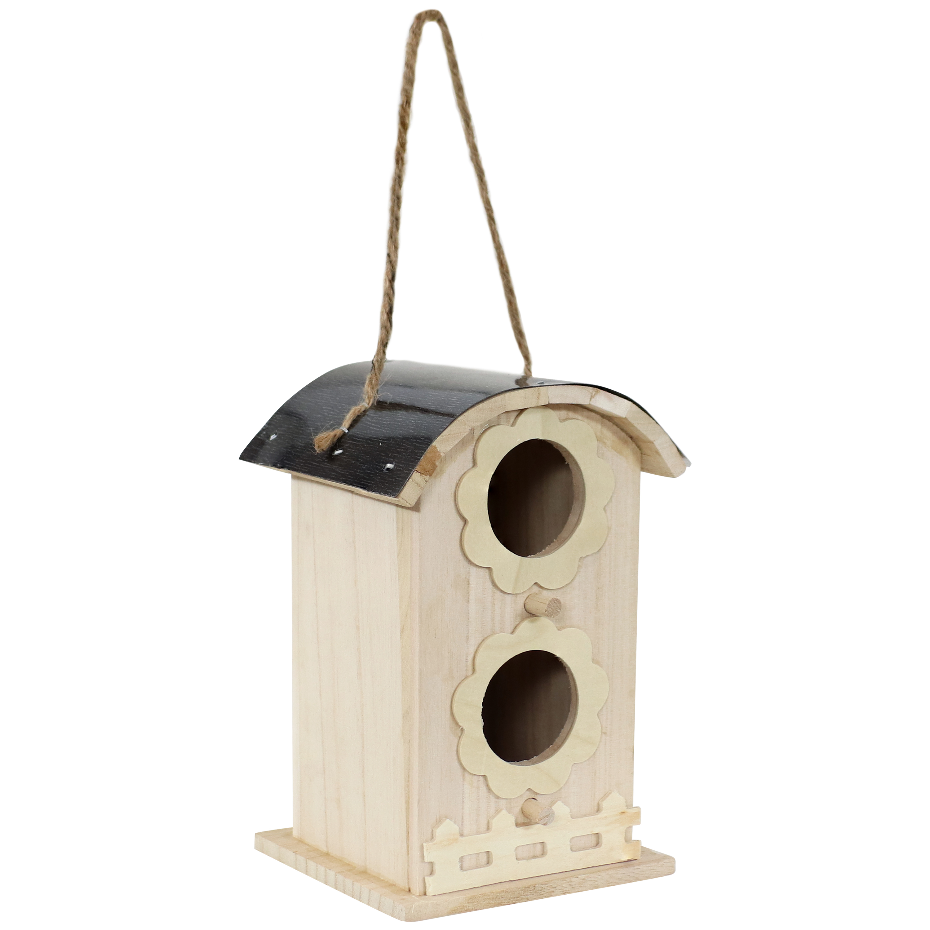 2-Level Wooden Bungalow Hanging Birdhouse - 7 in