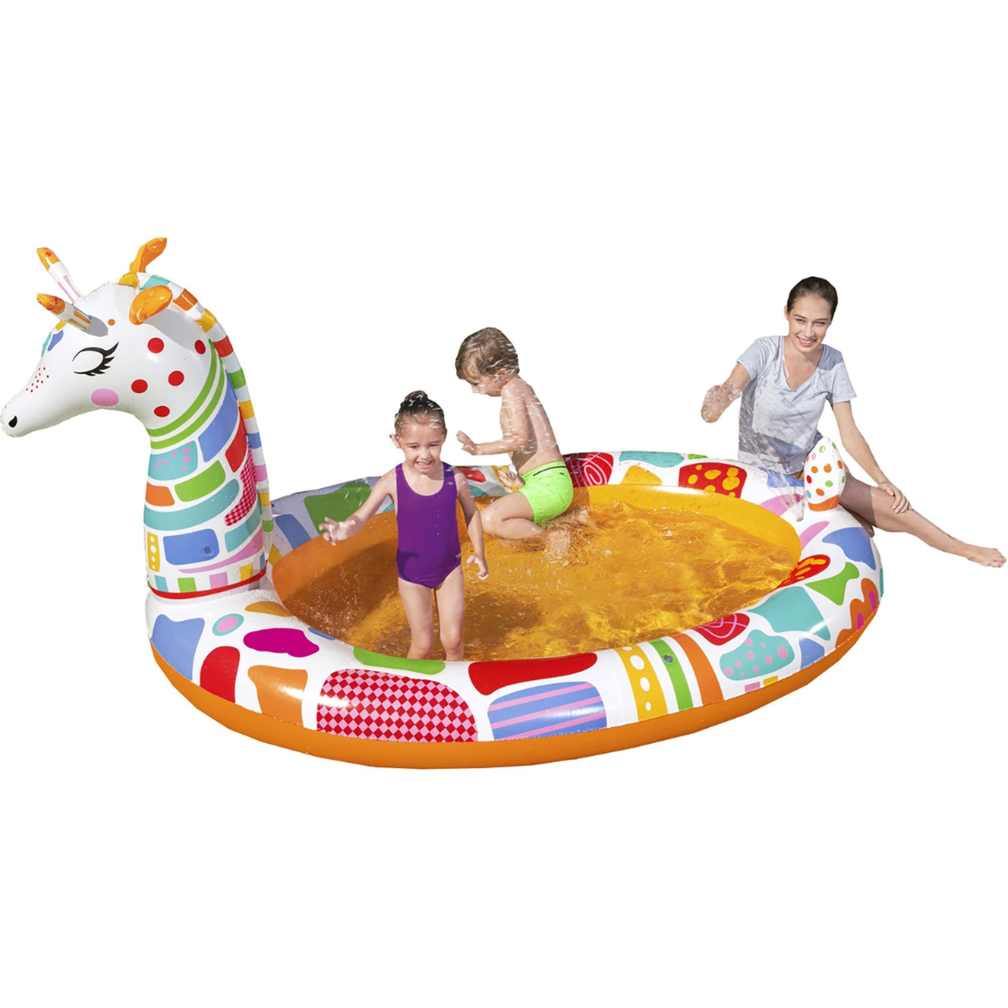 Groovy Giraffe Inflatable Play Pool for Kids 8.7x 5.1x 4.1ft