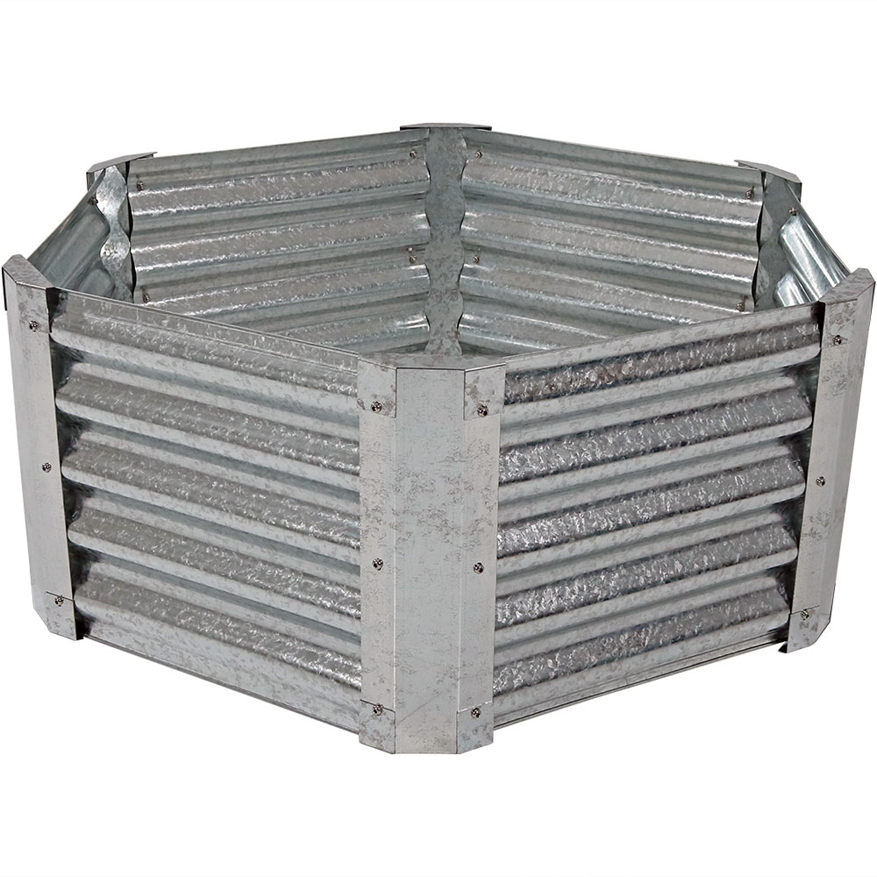 Corrugated Steel Hexagon Raised Garden Bed - Gray - 40 in