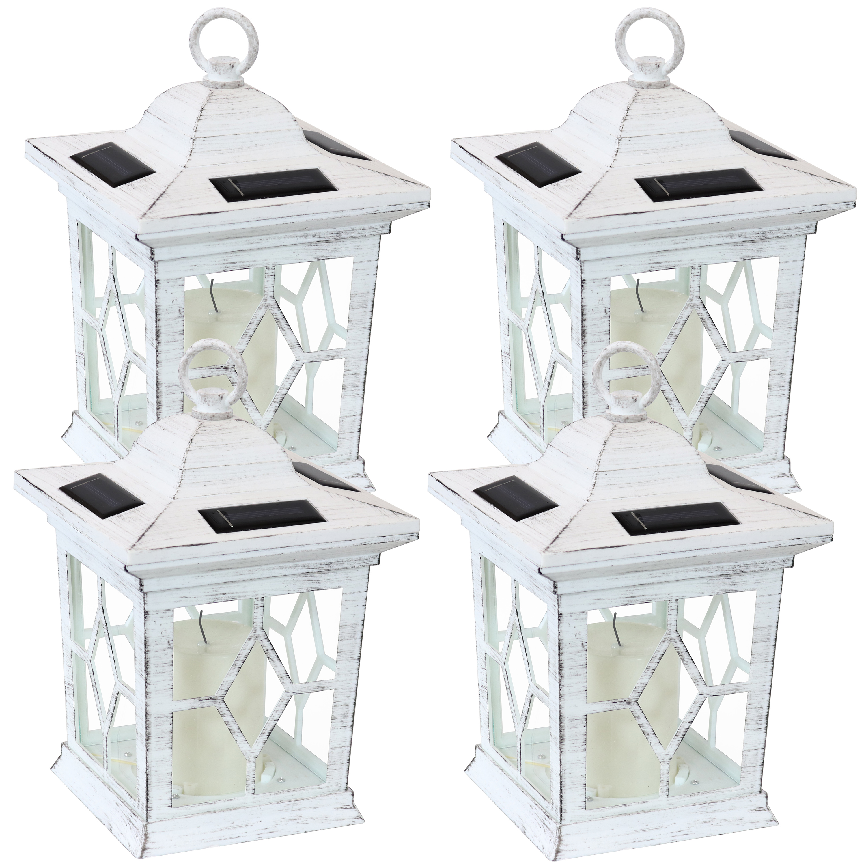 Lucien Outdoor Solar Candle Lantern - White - Set of 4