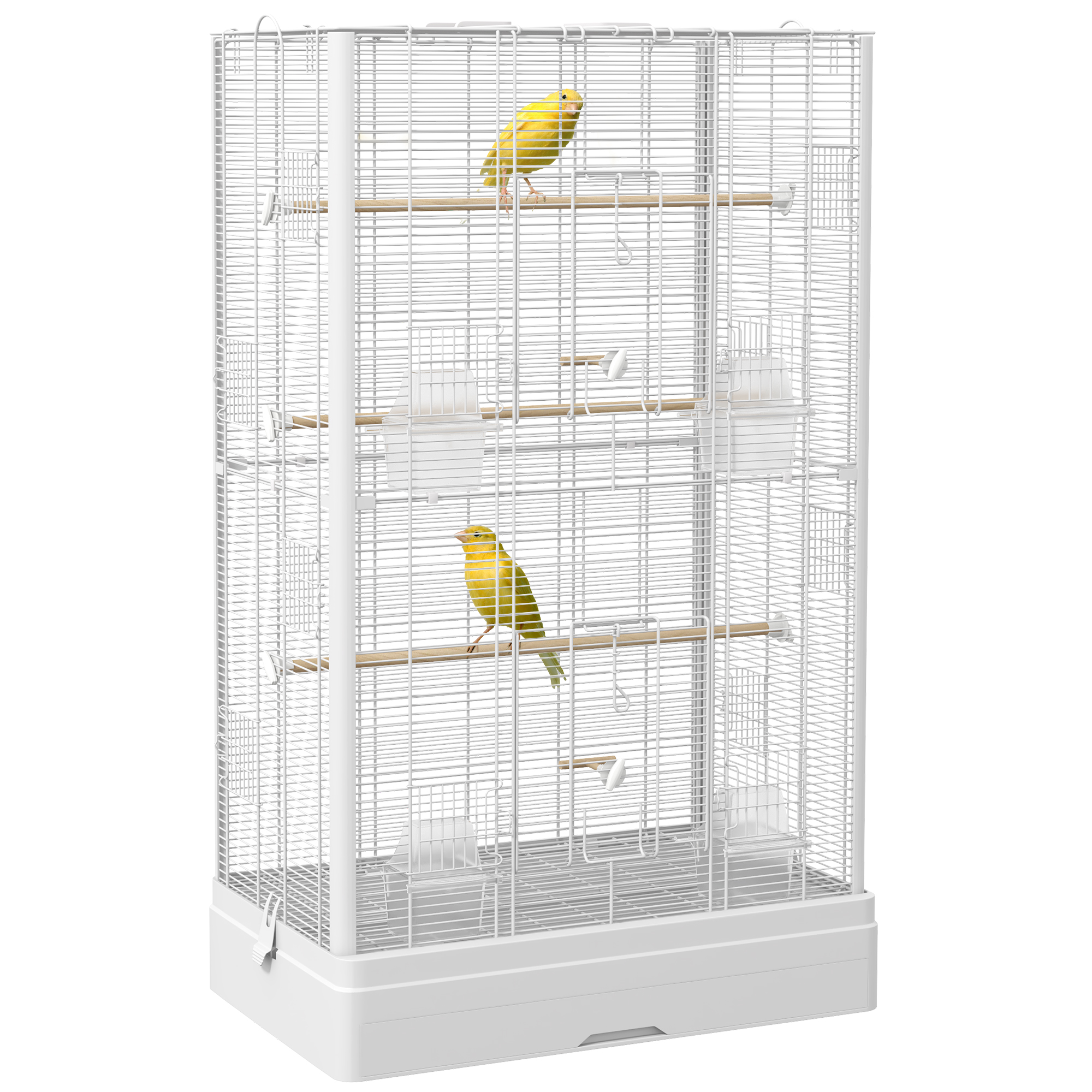 39" Bird Cage with Stands Tray Handles Food Containers Black