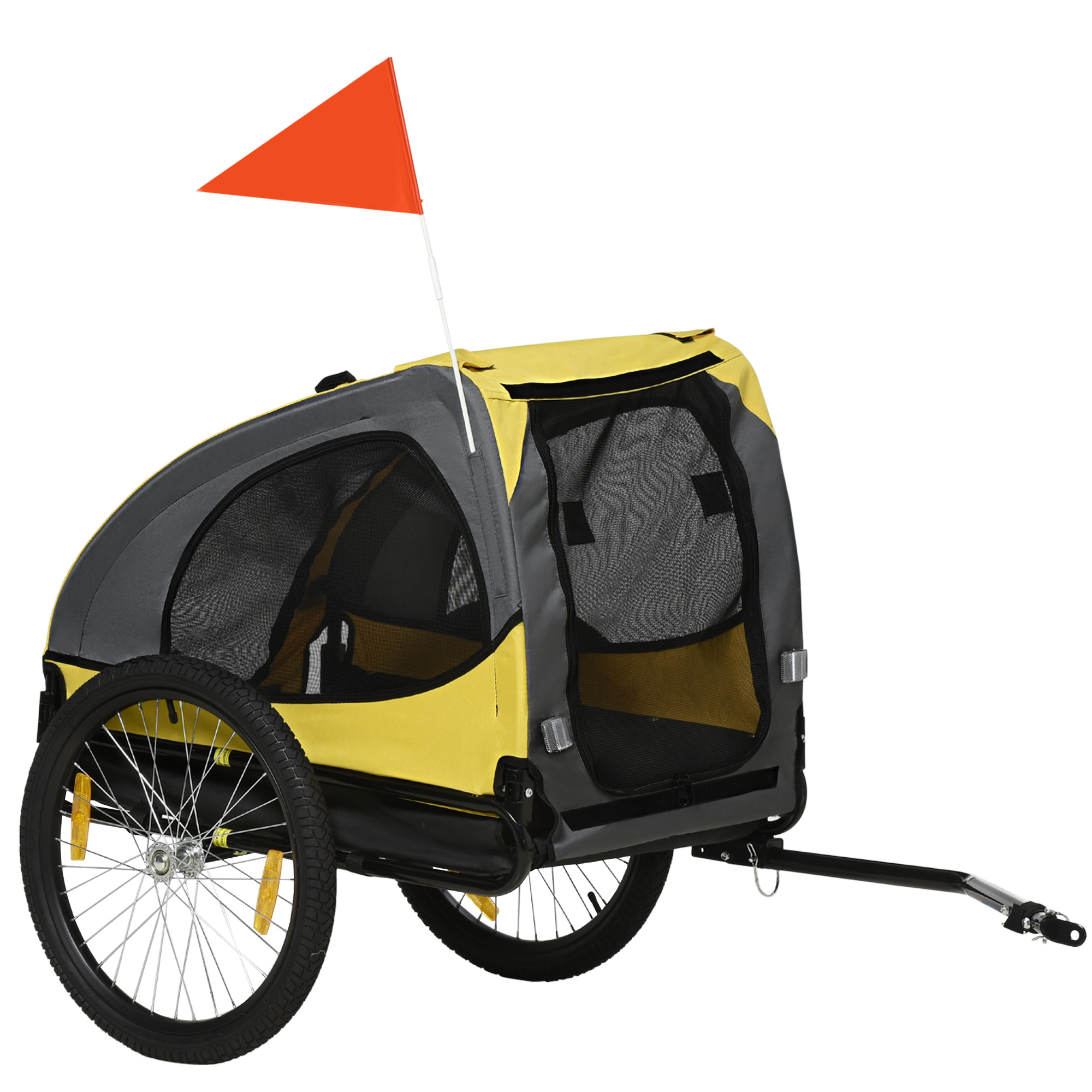 Dog Bike Trailer with Hitch Coupler Wheels for M Dogs Yellow