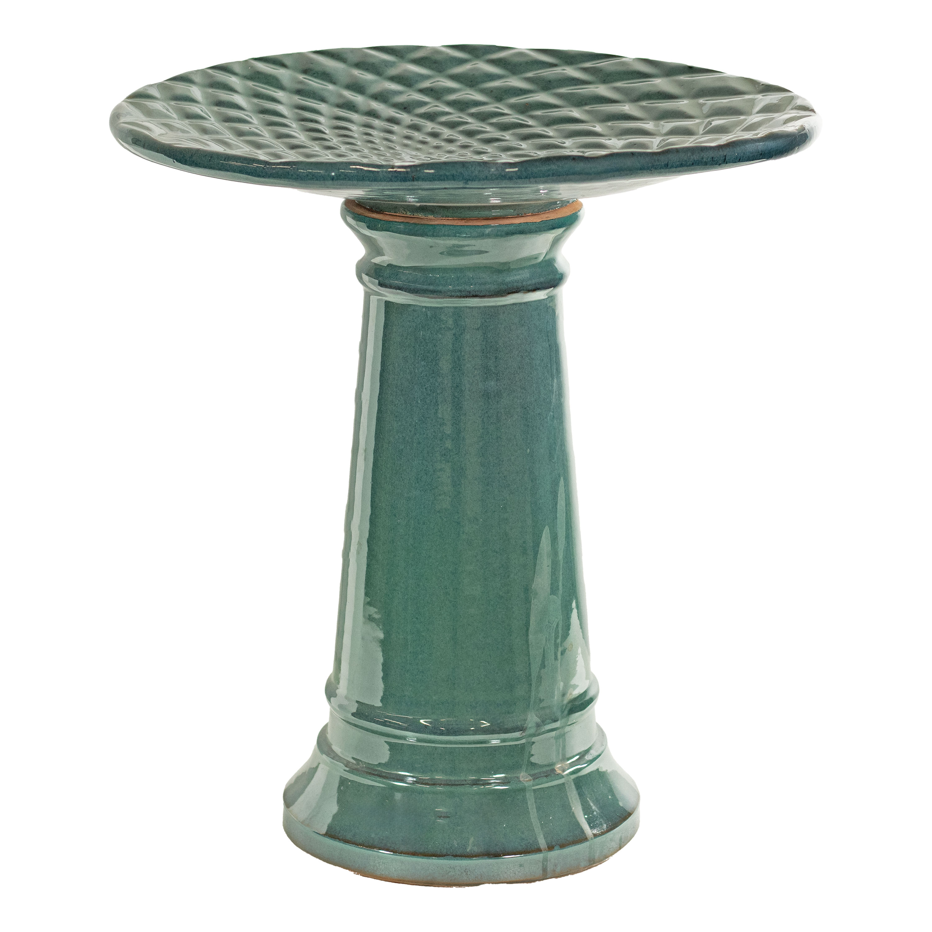 Rennes Turquoise Ceramic Bird Bath - 22.5" H