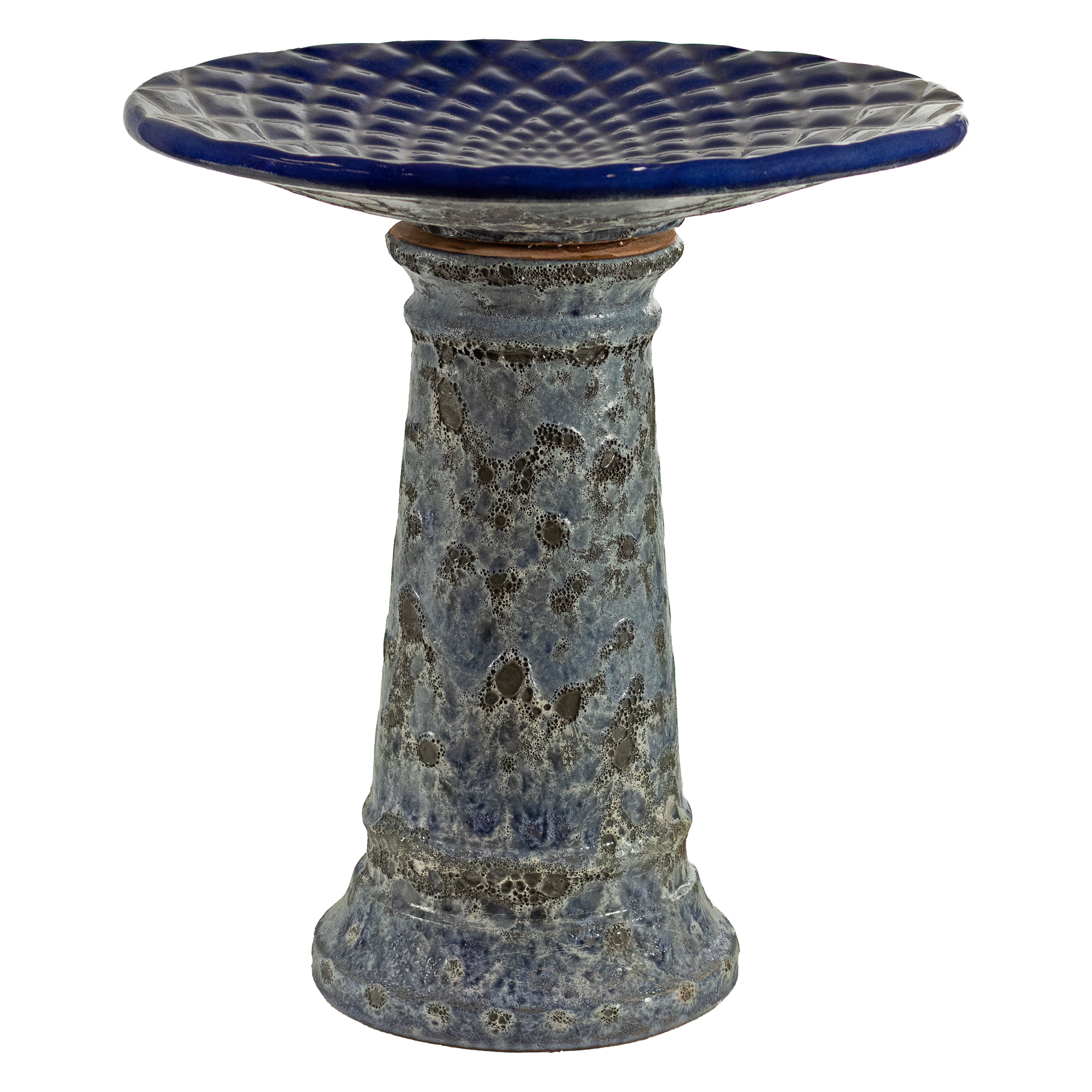 Rennes 22.5" Ceramic Bird Bath with Lava Finish - Blue