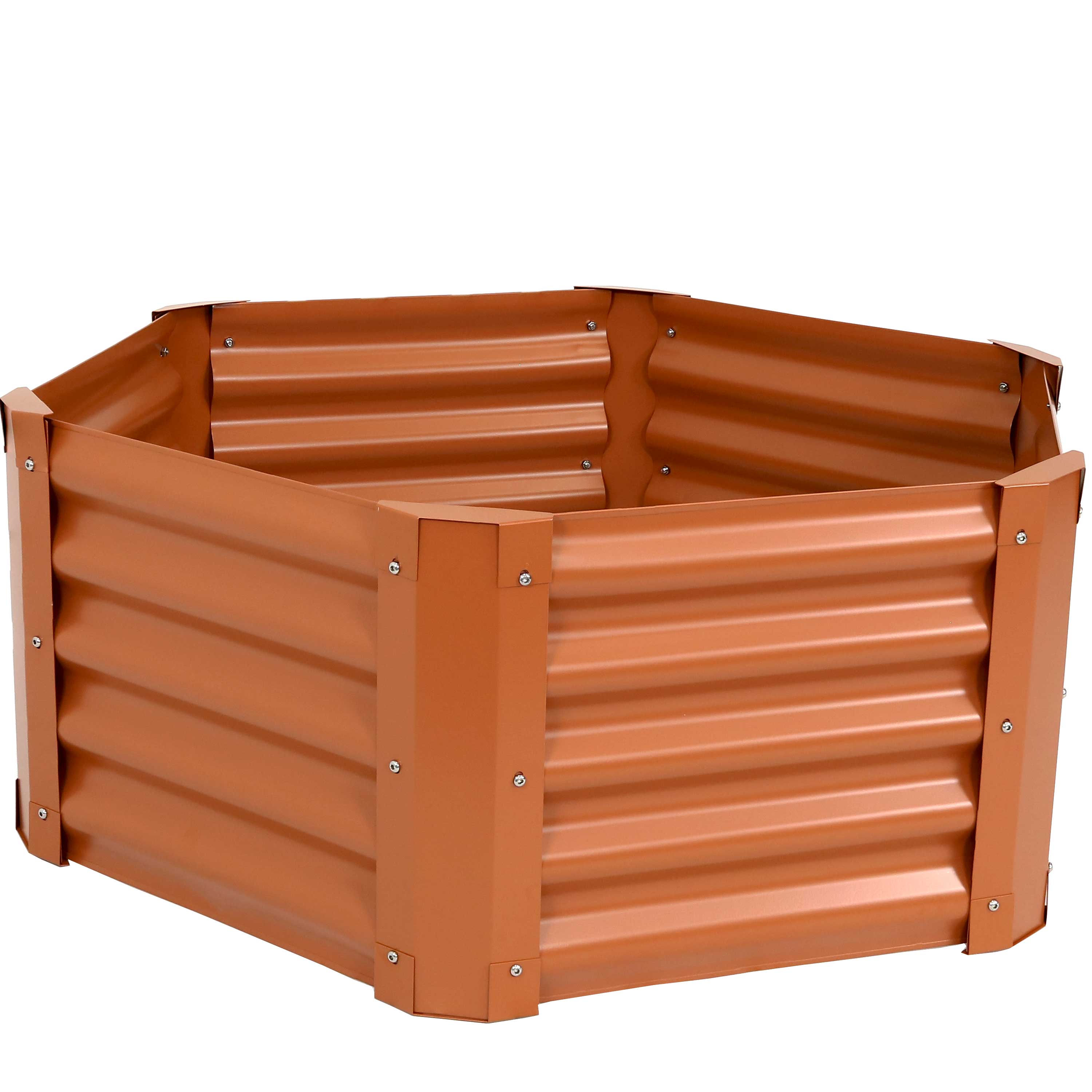 Steel Hexagon Raised Garden Bed - Brown - 41 in