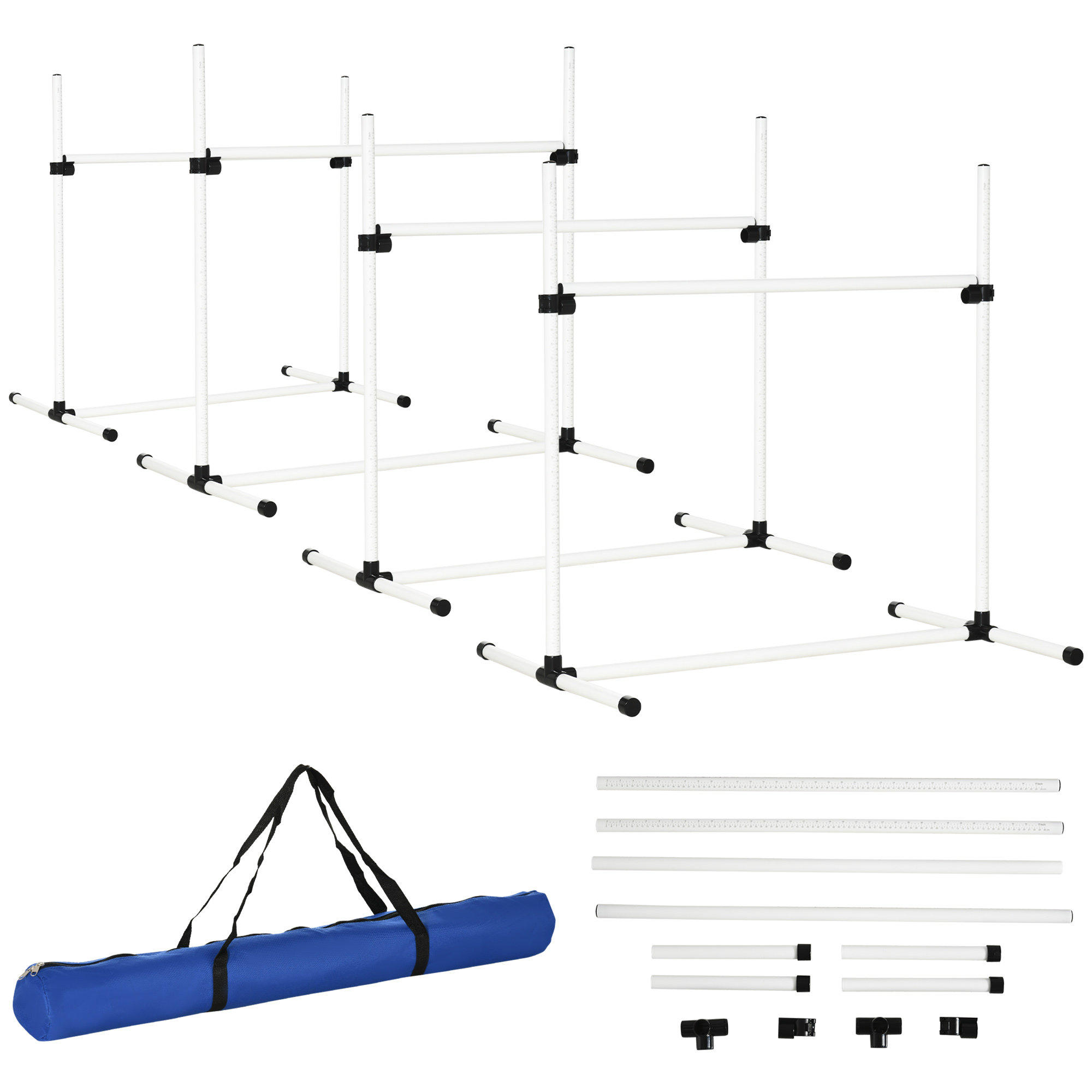 Set Of 4 Dog Training Agility Gear Adjustable Jump Bar