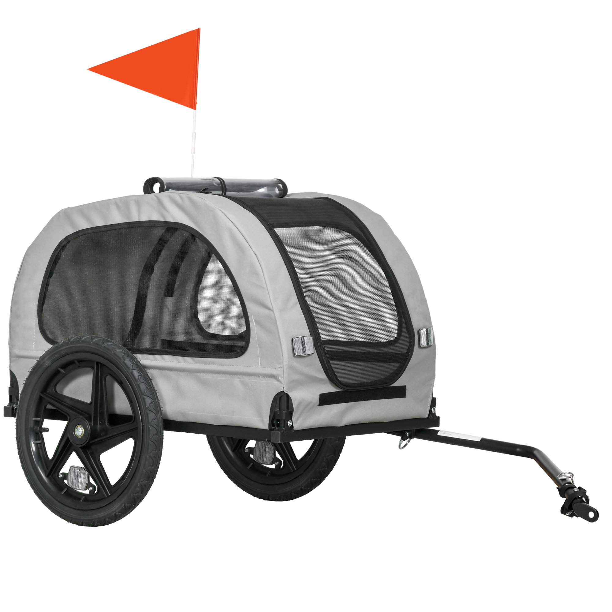 Foldable Dog Bike Trailer for Medium Dogs Travle, Light Grey