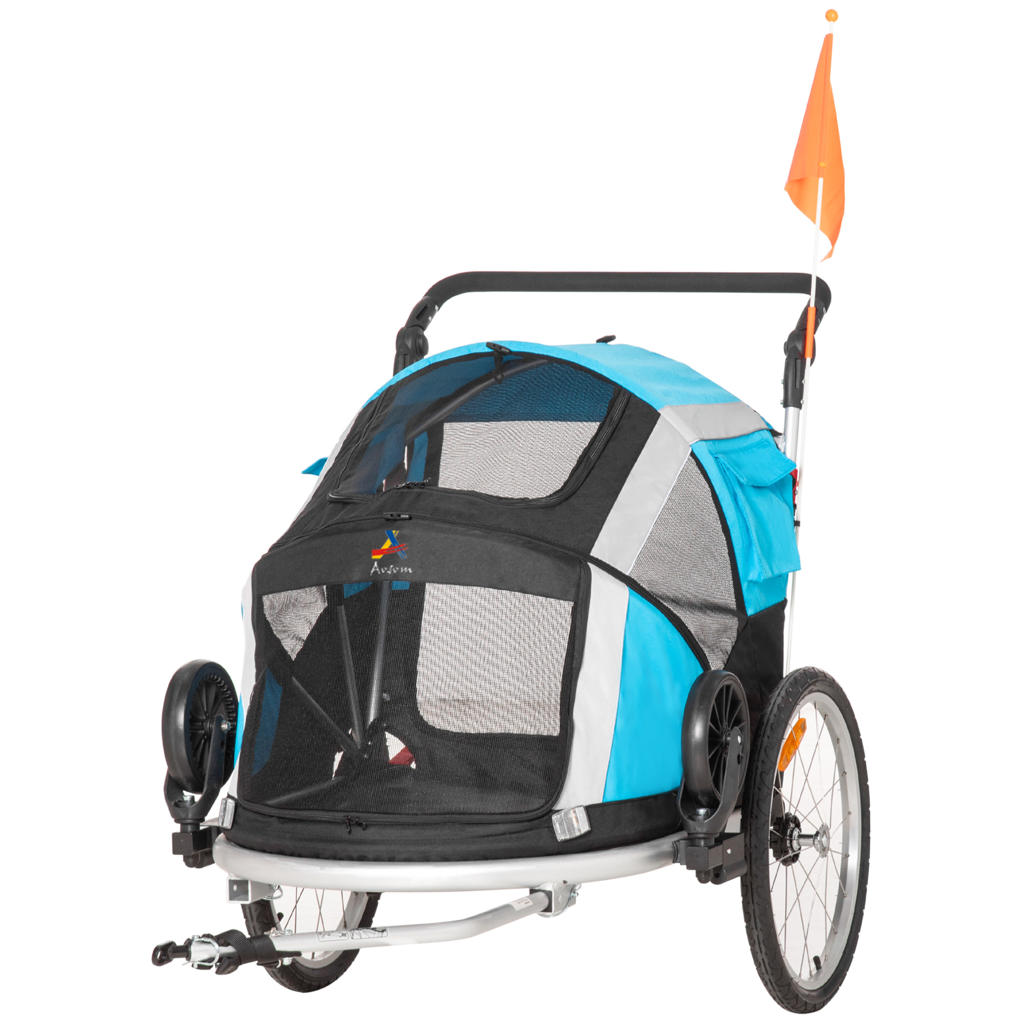 2-in-1 Pet Bike Trailer Dog Stroller with Safety Leash Wheel