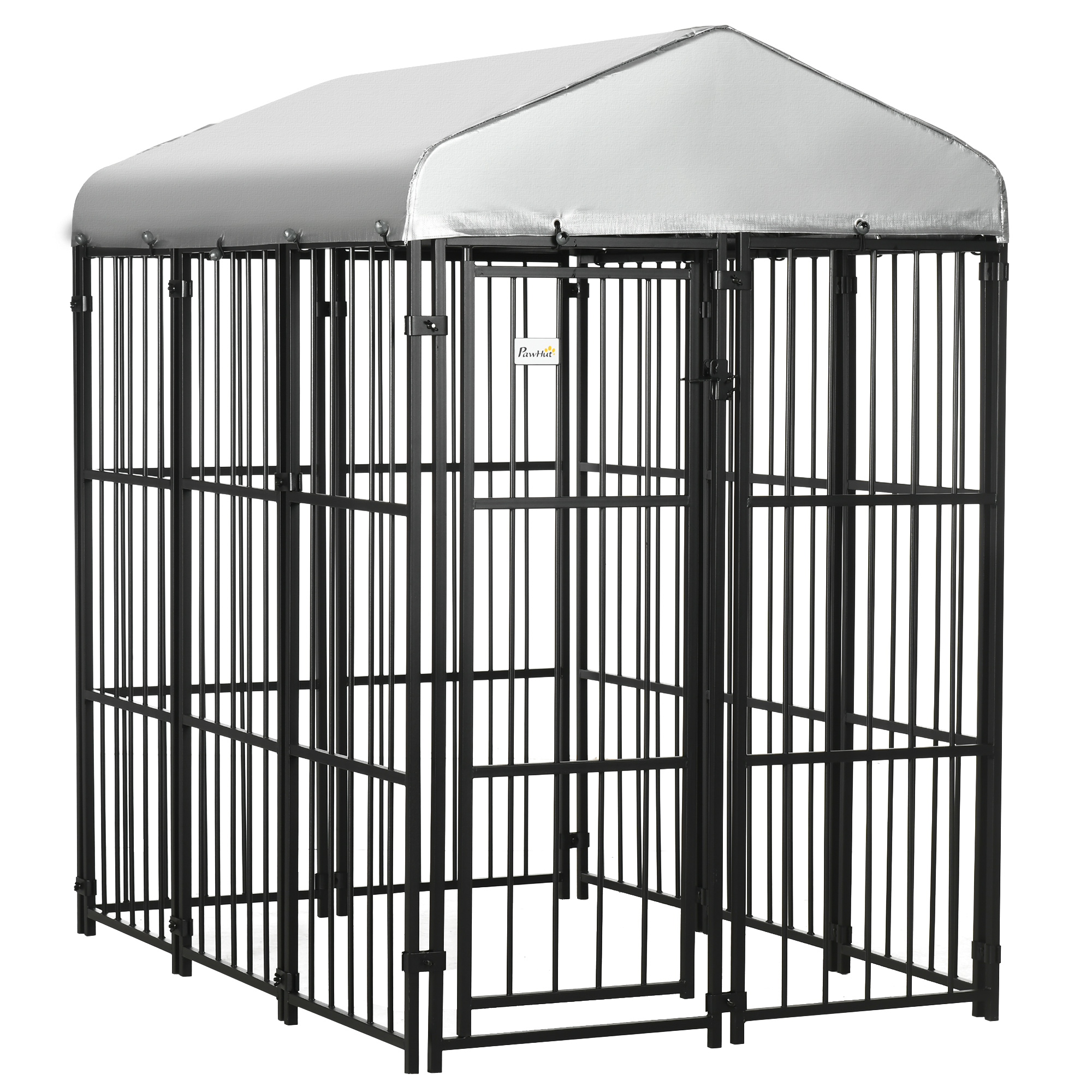 Dog Playpen with UV-Resistant Oxford Cloth Roof, Black