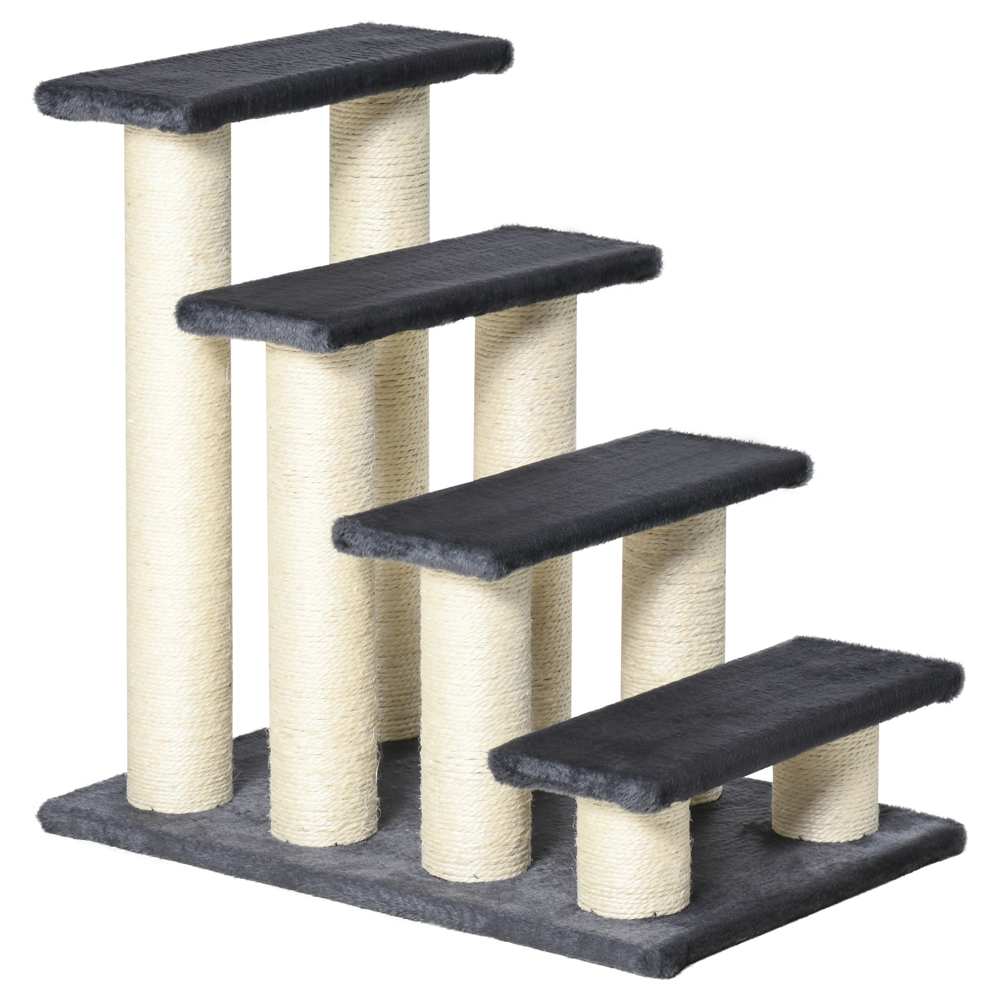 Pet Stairs for Dog Cat 4 Steps Kitty Scratching Post Grey