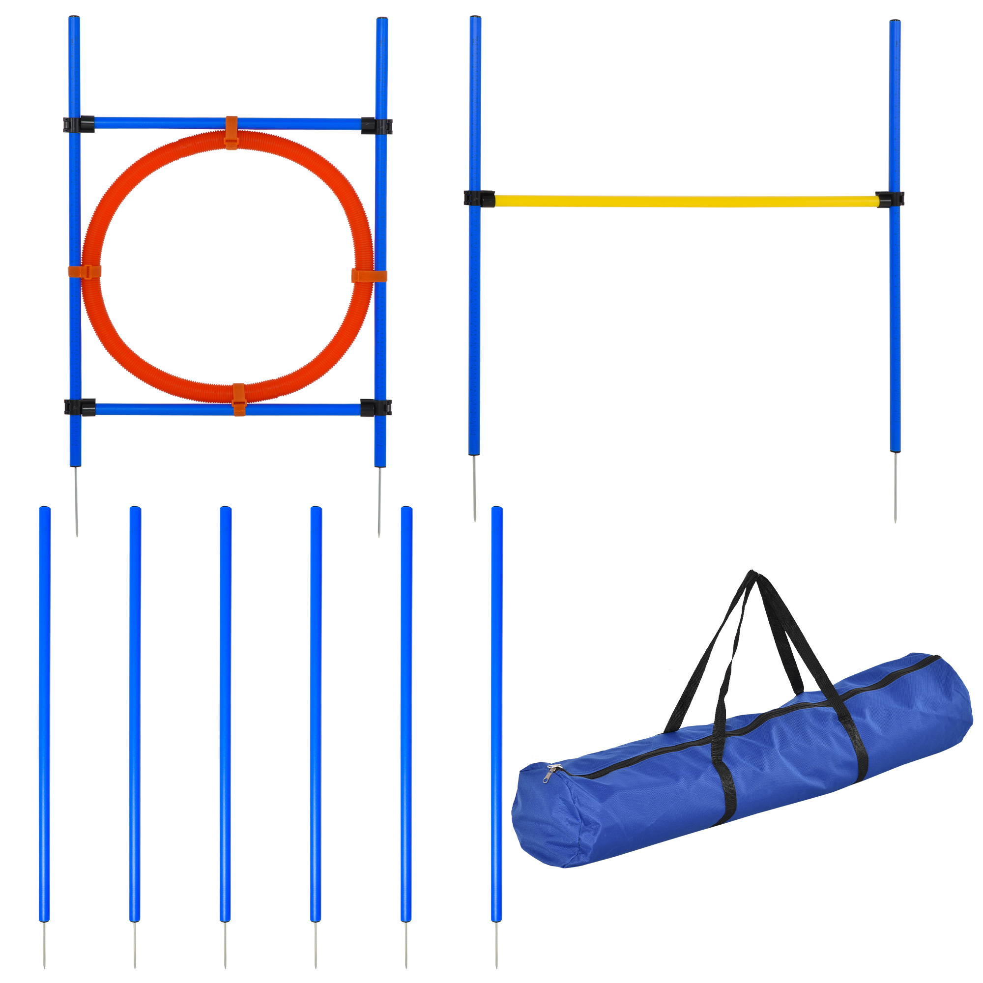 Dog Obstacle Agility Training Kit High Jump Weave Pole Ring