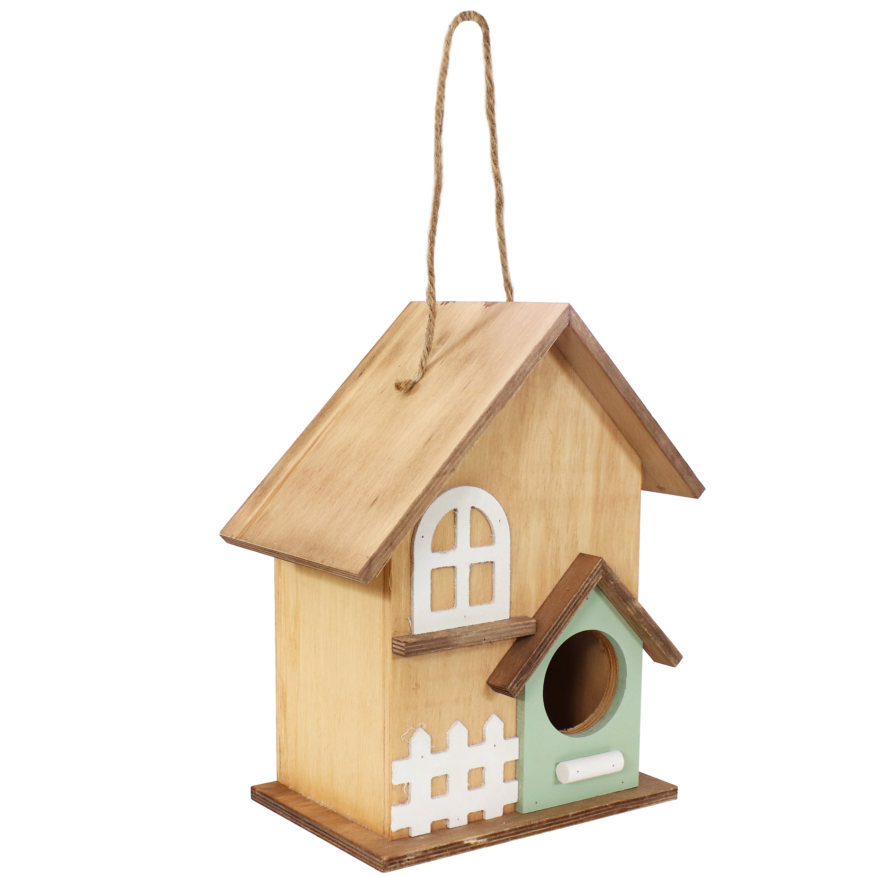 Wooden Country Cottage Hanging Birdhouse - 9.25 in - Rustic