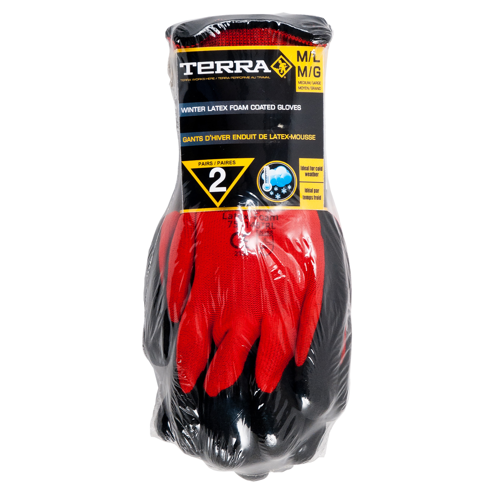 2 Pks latex foam lined gloves - Red