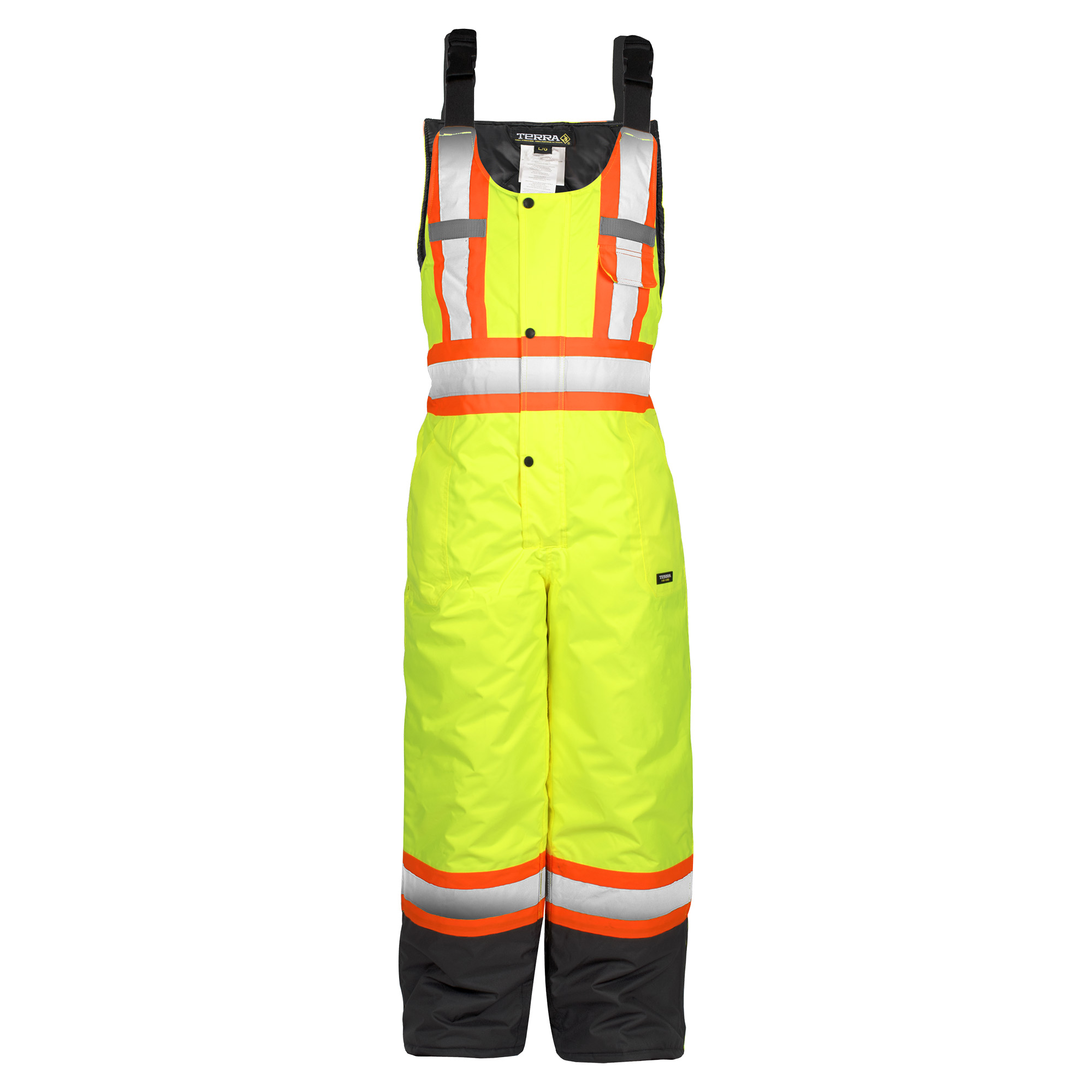 Hi-vis lined overall bib - Yellow